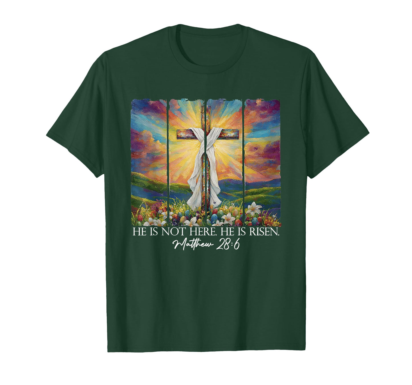He Is Risen Christian Wildflower Happy Easter Women Girls T-Shirt