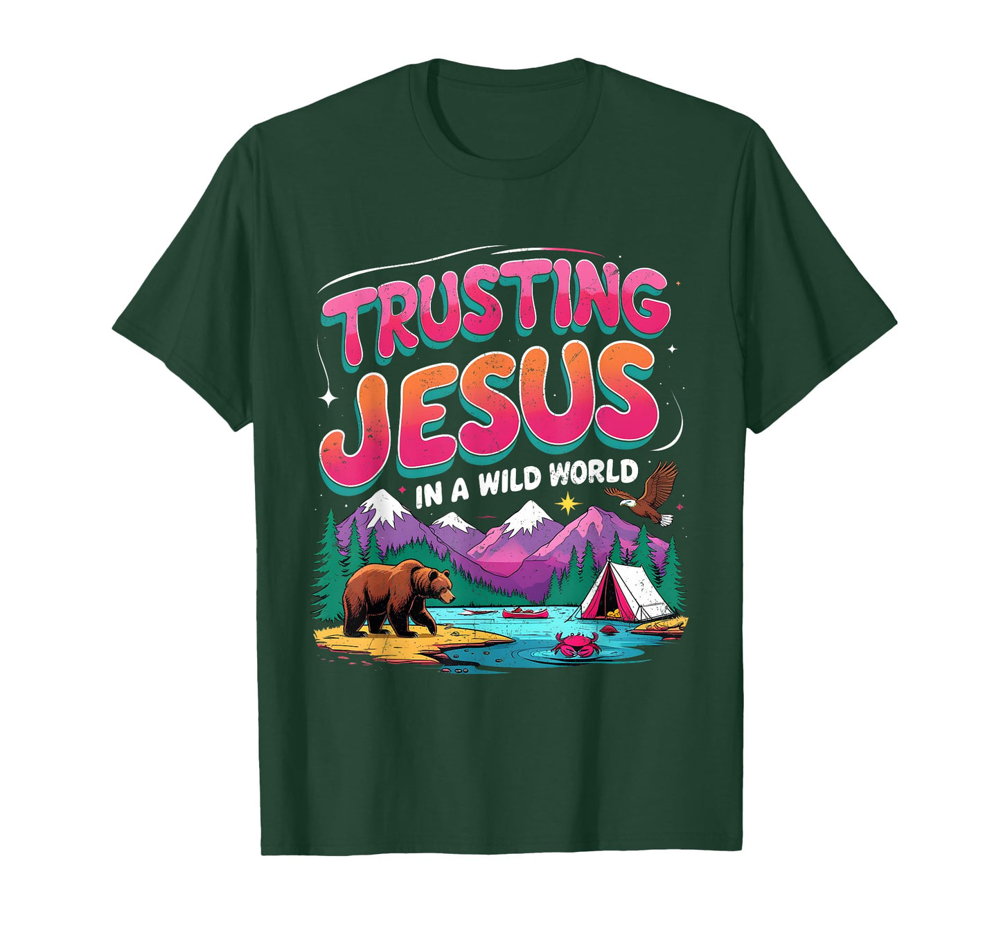 Trusting Jesus in a Wild World VBS 2025 Camping Theme T-Shirt