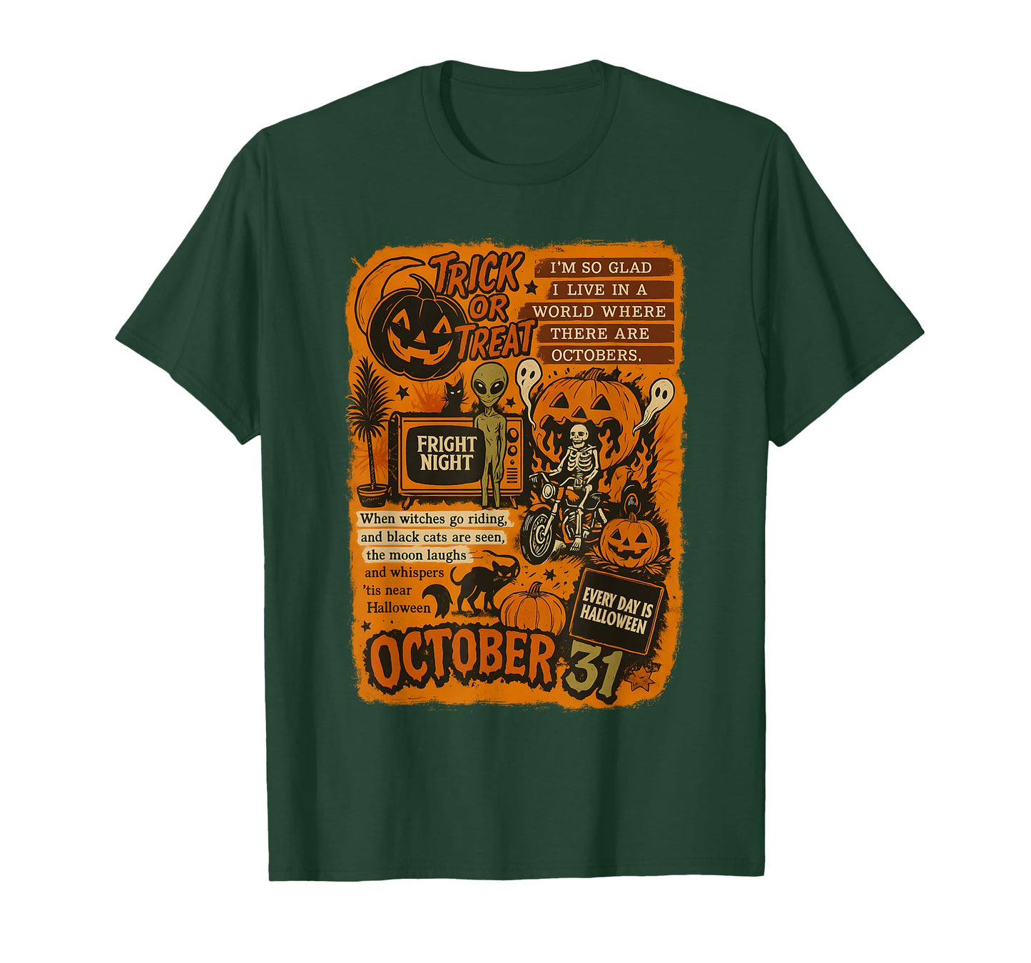 Vintage Halloween Art Quote Collage October 31 T-Shirt