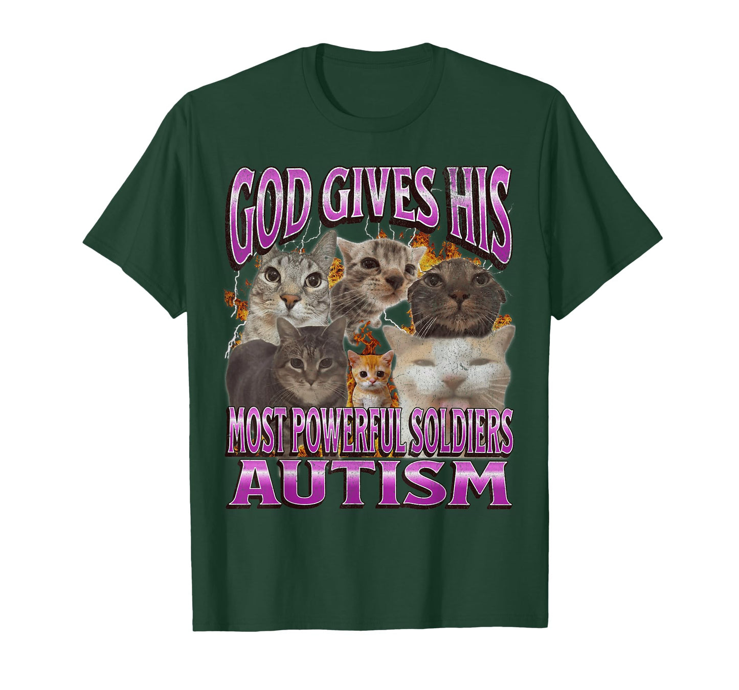 God Gives His Most Powerful Autism Funny Cat Meme Bootleg T-Shirt for Men Women