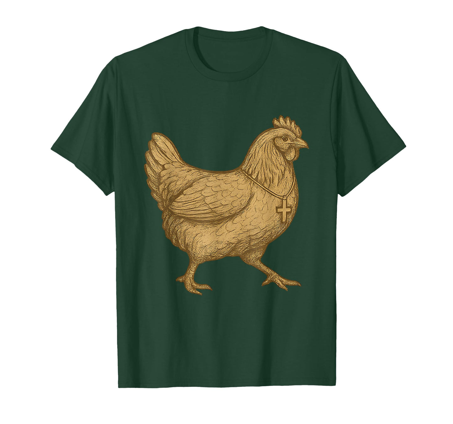 Vintage Christian Chicken Wearing Cross Farmer Faith Based T-Shirt