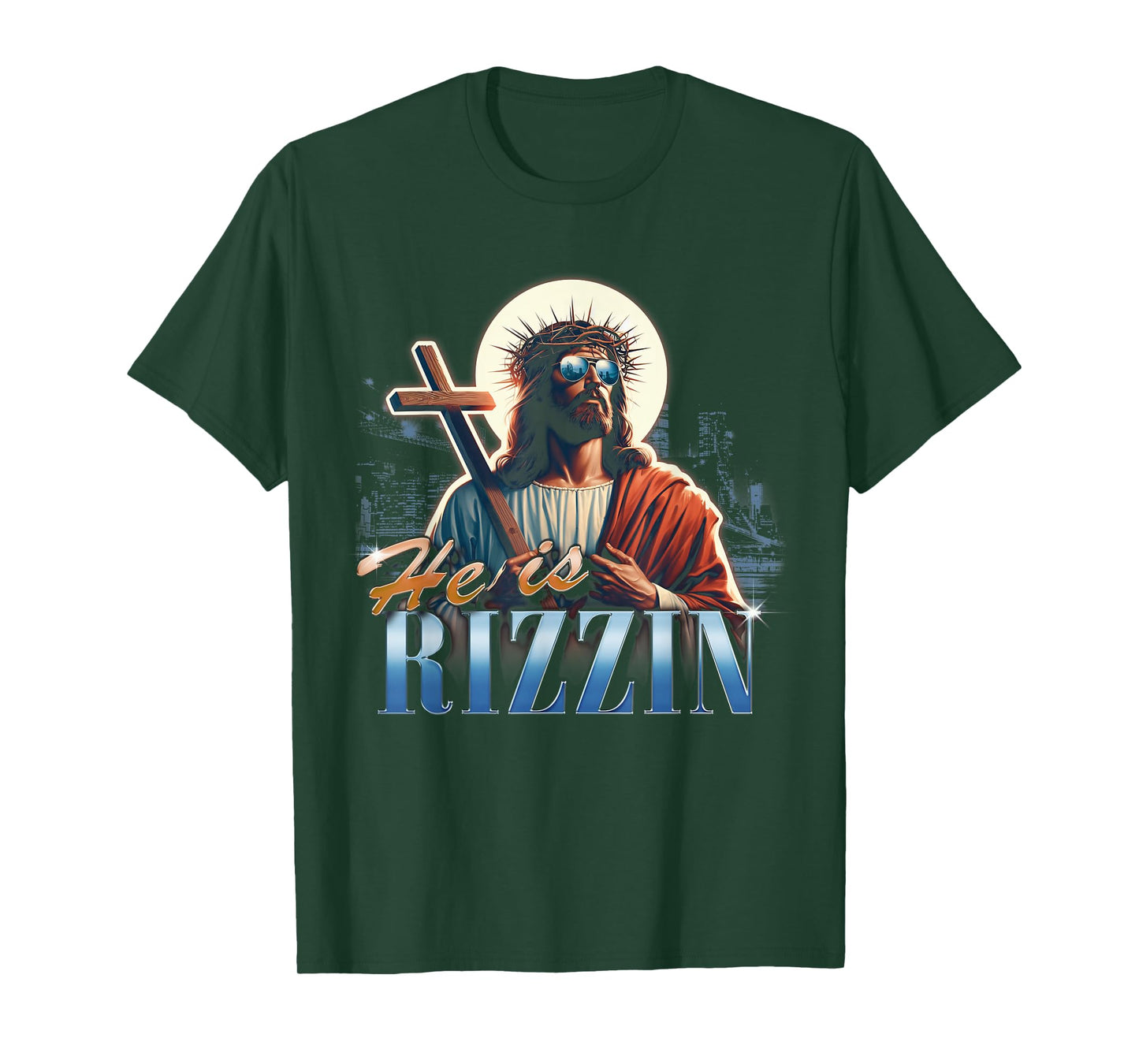 He Is Rizzin Funny Easter Jesus Meme Vintage Bootleg Rap 90s T-Shirt