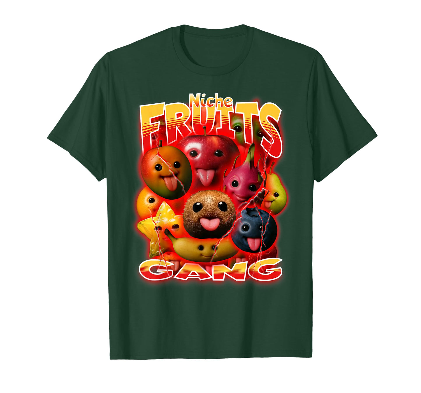 Funny Silly AI Fruits gen z Meme BrainRot Niche Fruits Gang T-Shirt