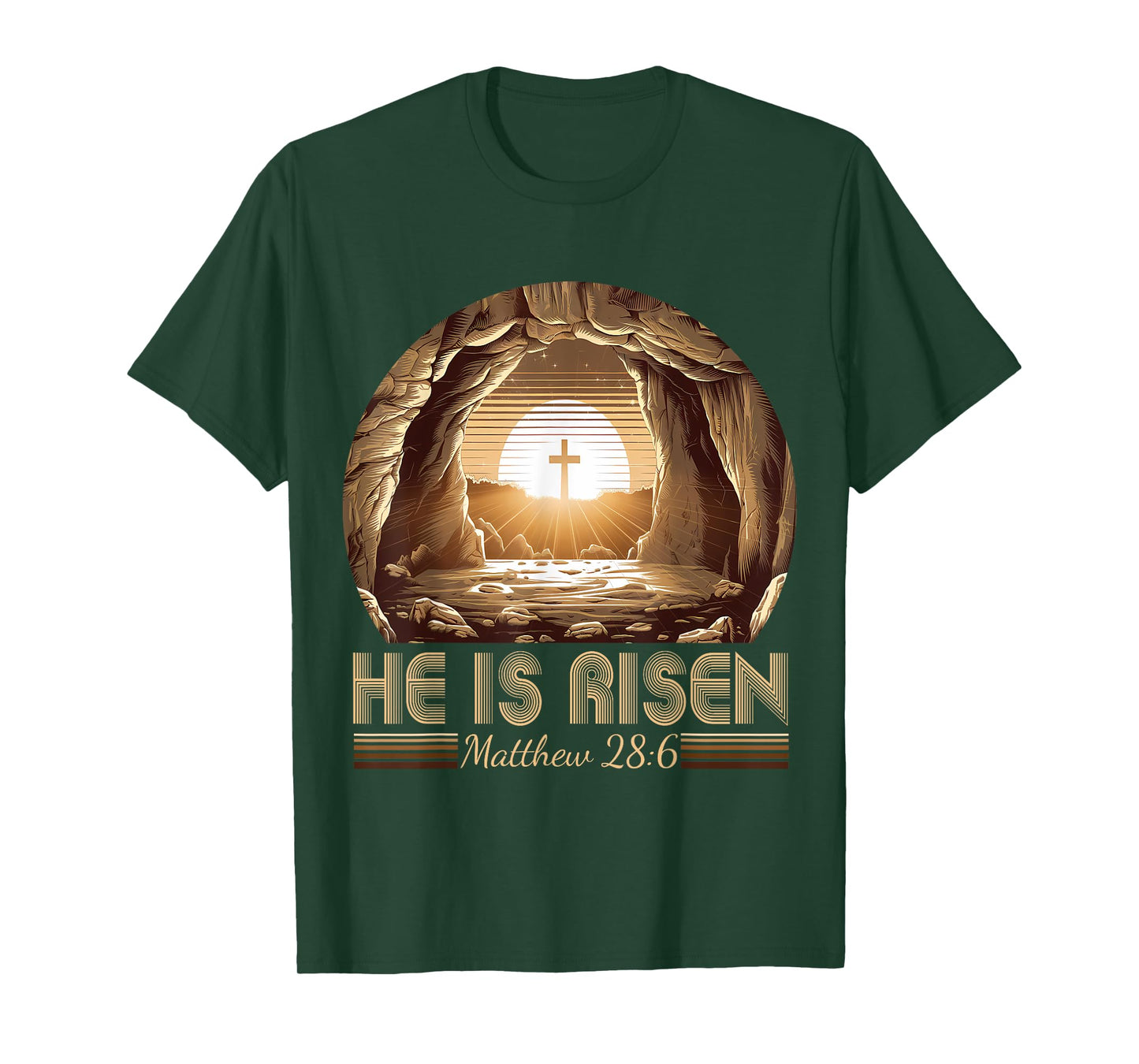 Easter Christian He Is Risen Jesus Empty Tomb Men Women Kids T-Shirt