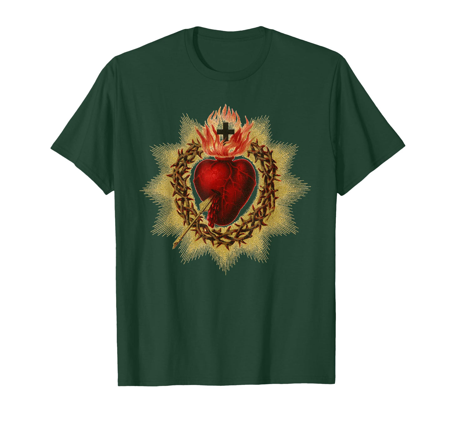 Sacred Heart in Crown of Thorns Catholic T-Shirt