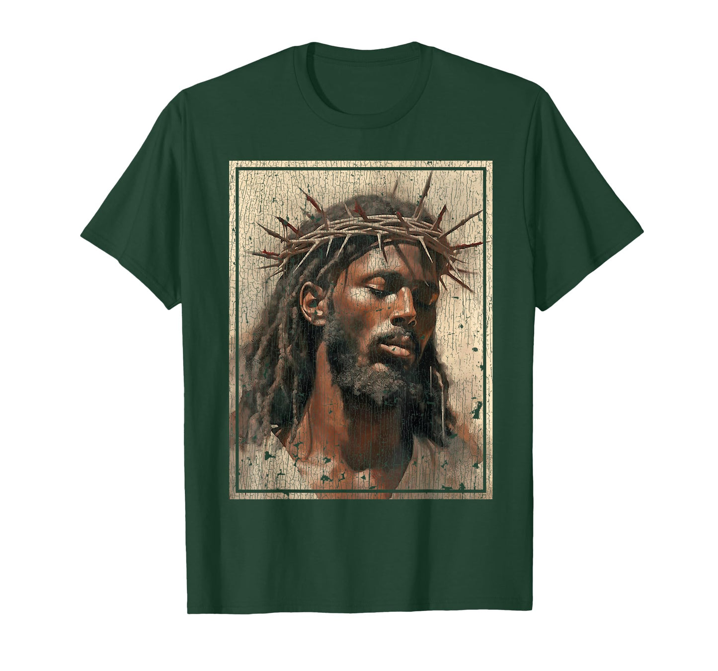 Black Jesus Shirt Face Of Jesus Cross With Crown Of Thorns T-Shirt