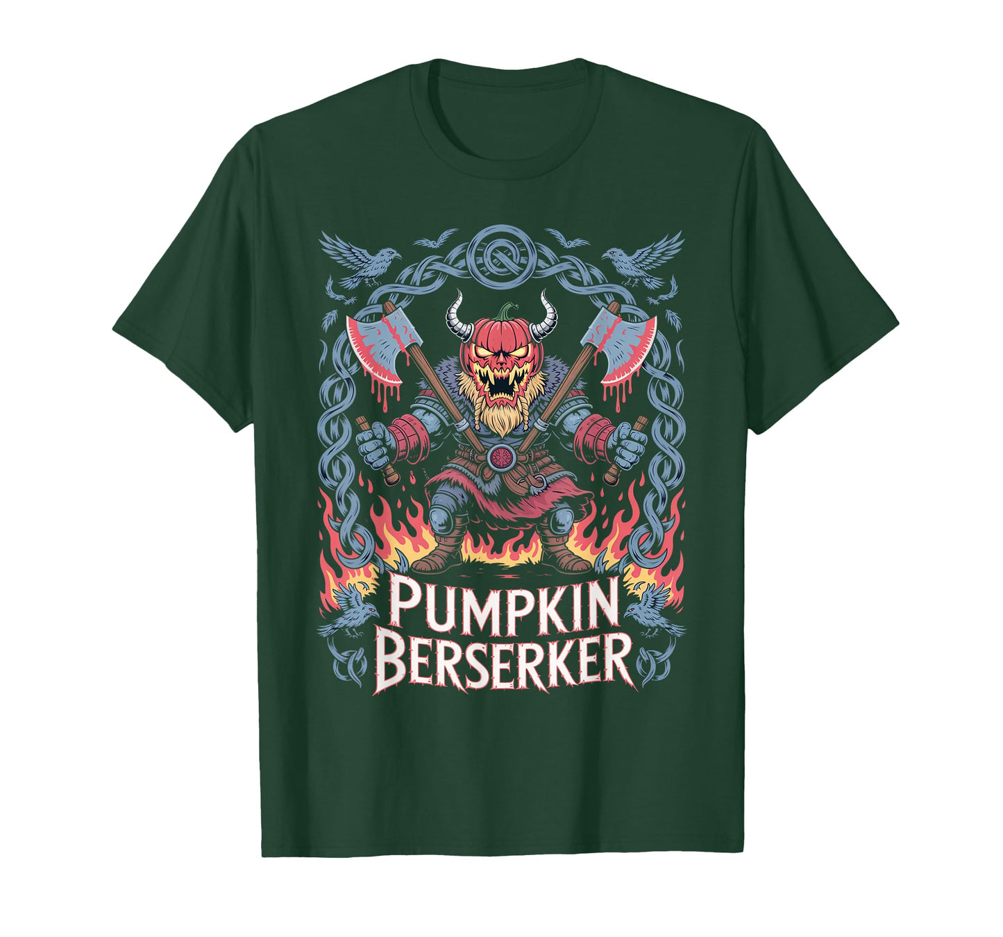 Norse Halloween Pumpkin Berserker Viking T-Shirt