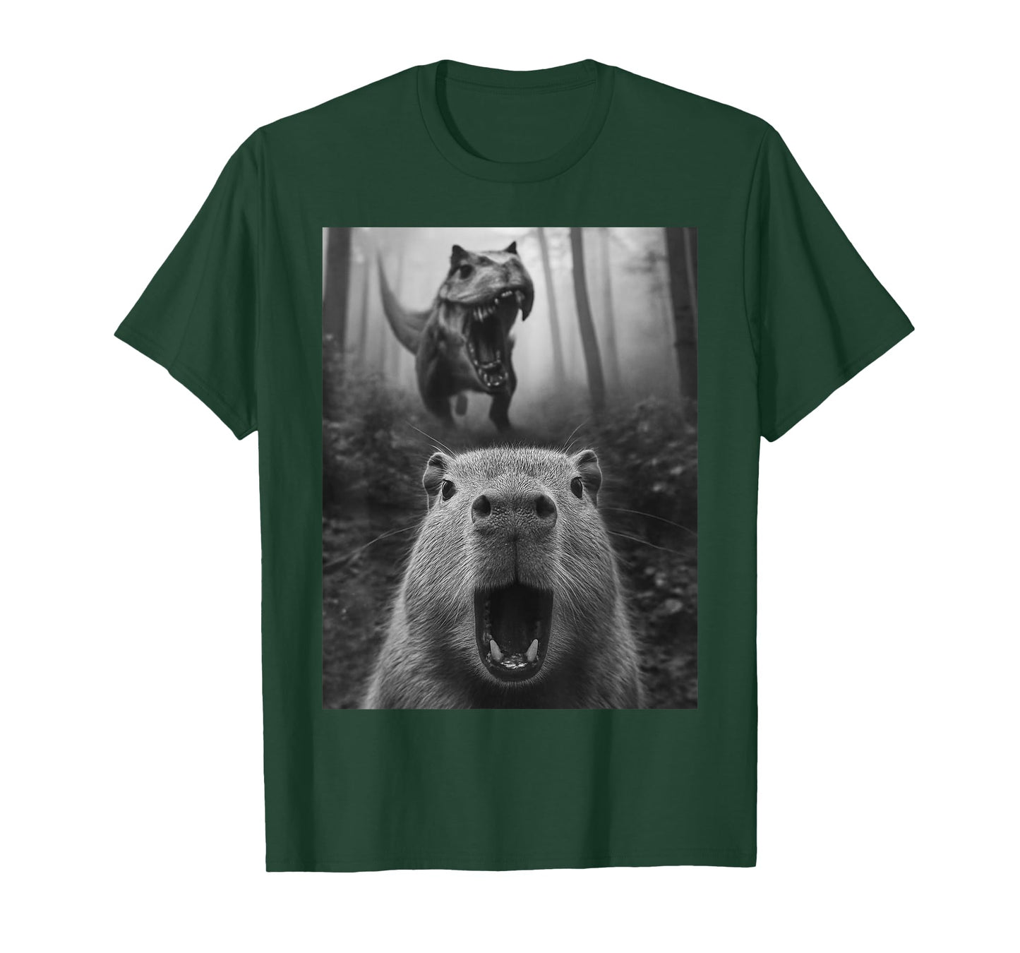 Capybara Capy TRex Dino Capybara Selfie With T-Rex Dinosaur T-Shirt