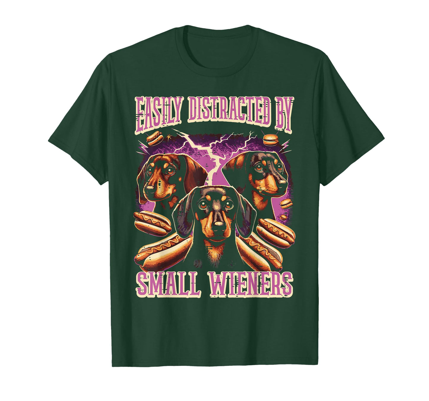 Inappropriate Easily Distracted by Small Dachshund Funny T-Shirt