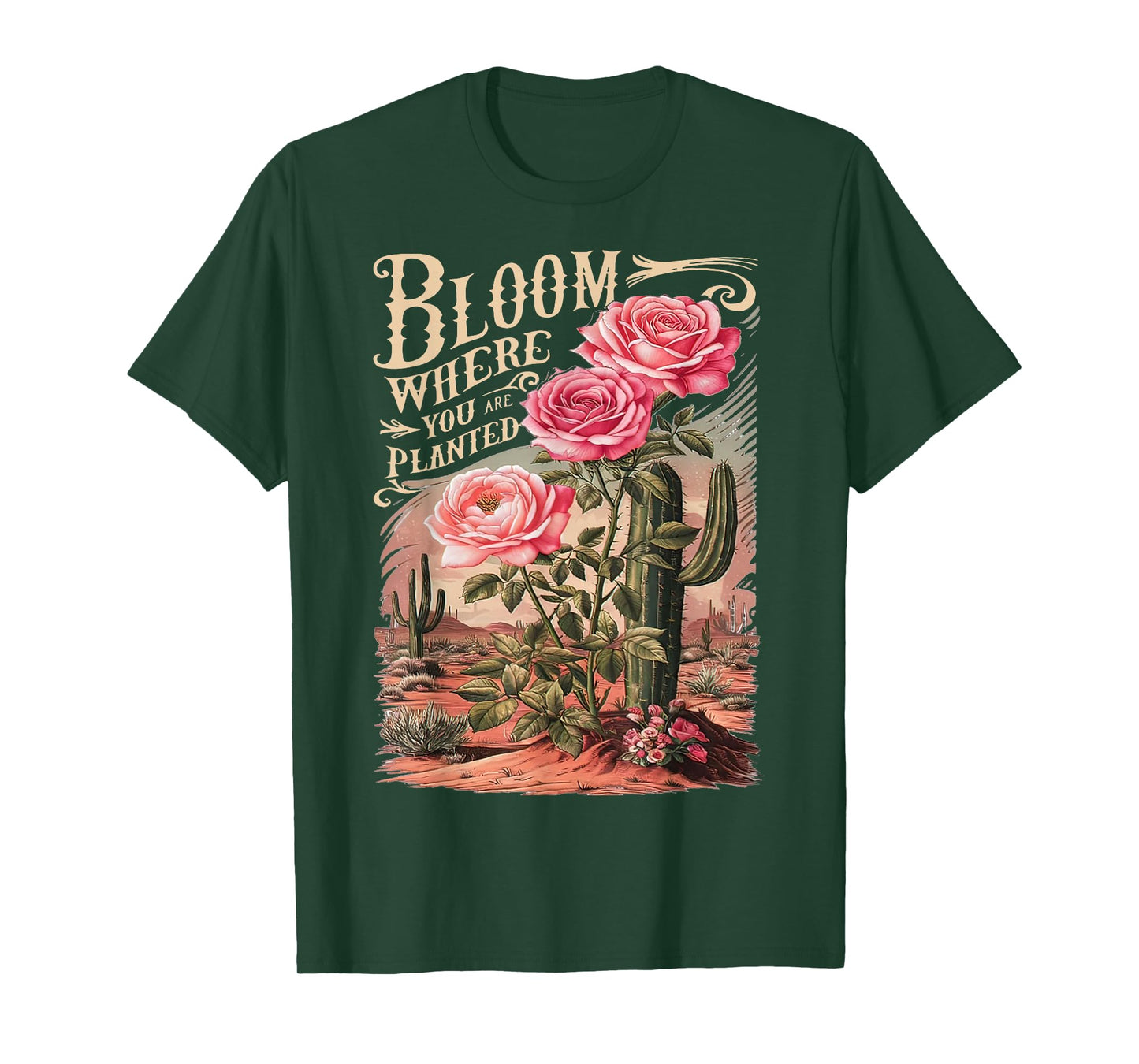 Bloom Where You Are Planted, Cute Flower Inspirational Quote T-Shirt