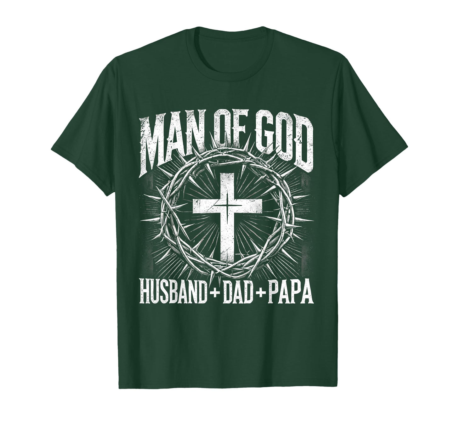 Man Of God Husband Dad Papa Cross Fathers Day Men Christian T-Shirt