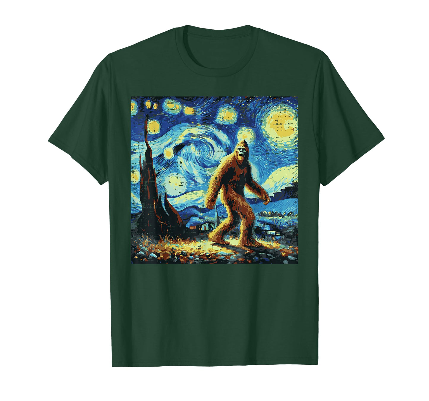 Bigfoot Sasquatch Starry Night Funny Meme Men Women Kids T-Shirt