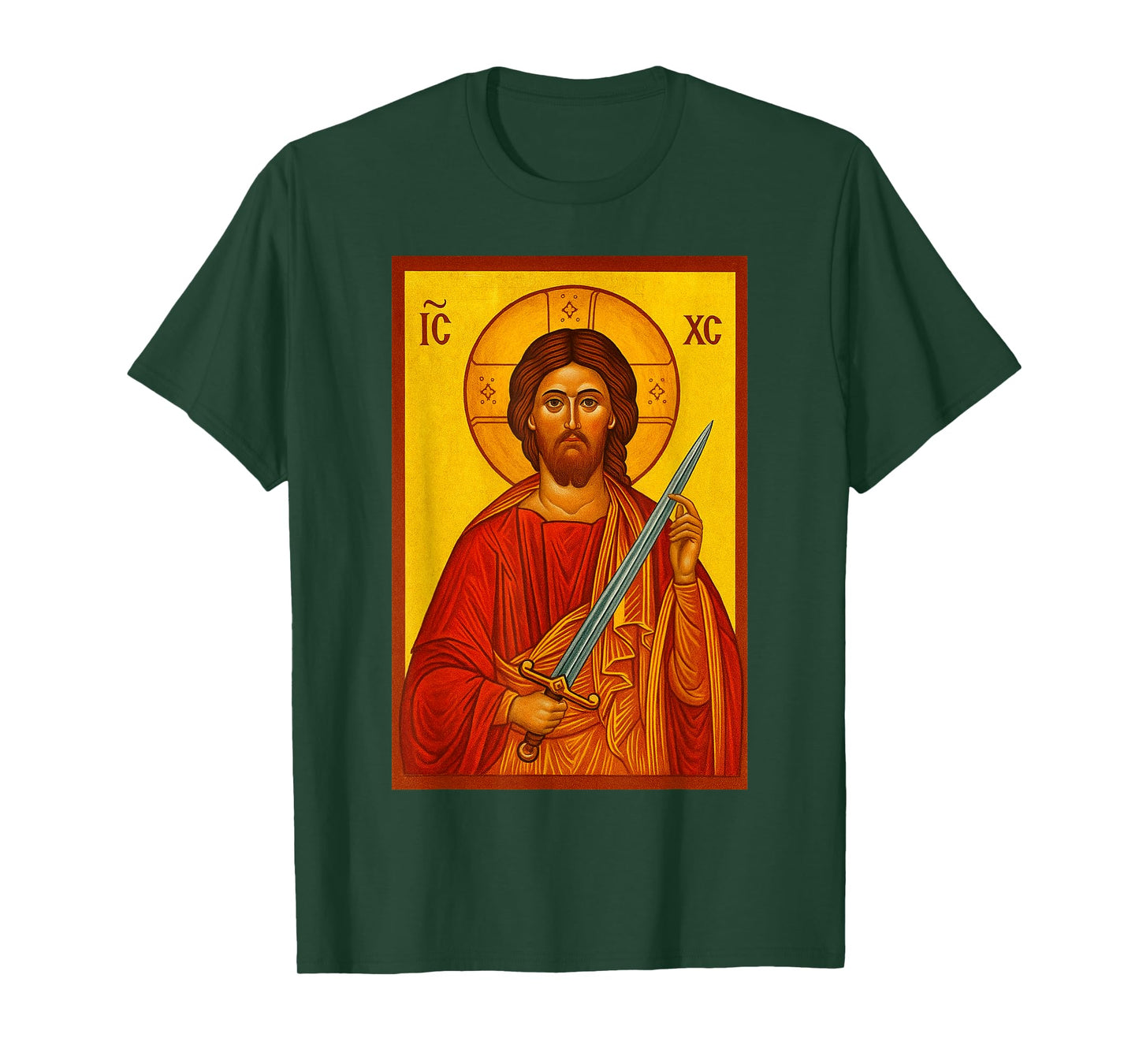 Jesus With A Sword - Christian Orthodox Icon T-Shirt