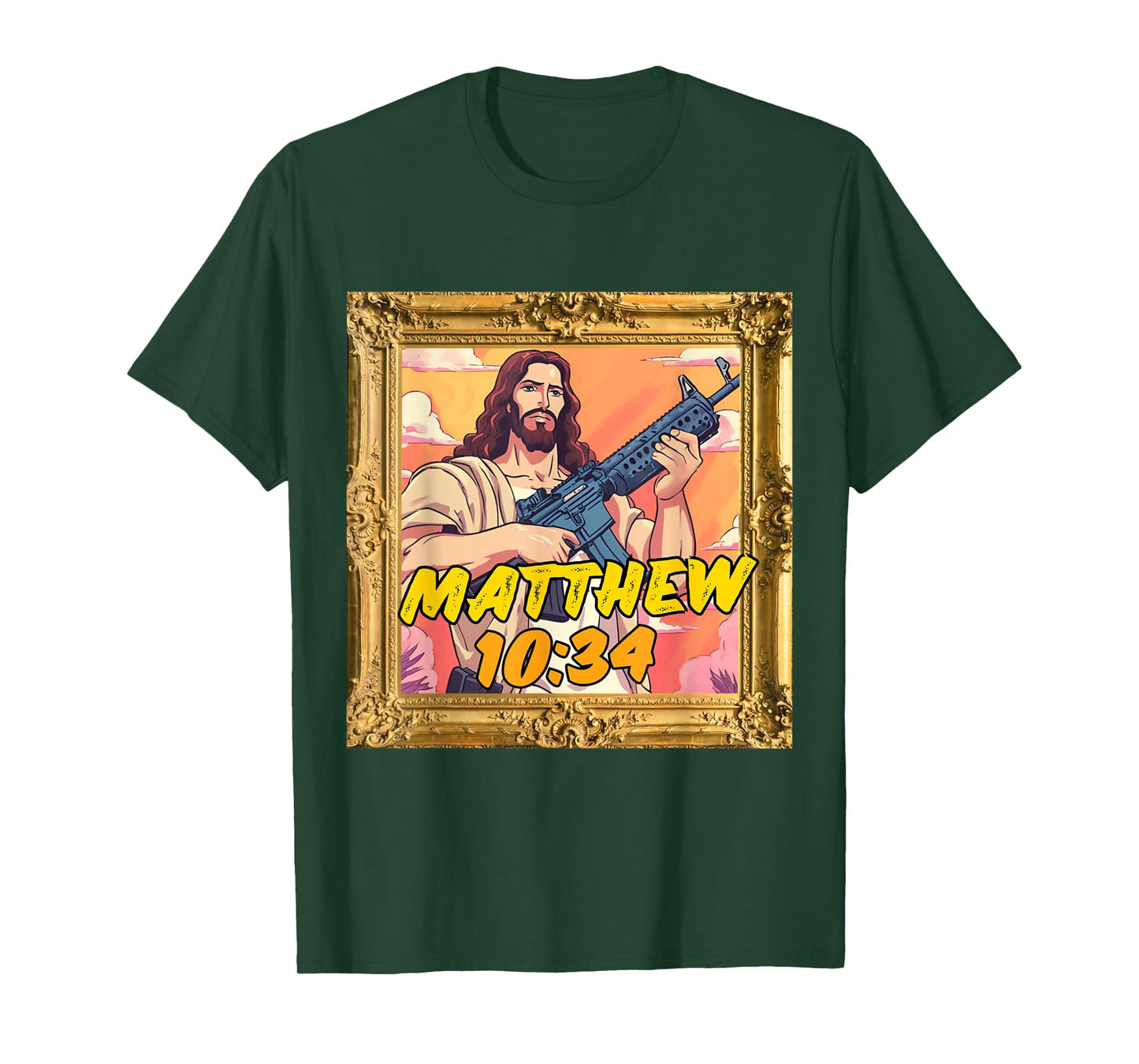 Matthew 10:34 Jesus with Rifle Christian Warrior Tee T-Shirt