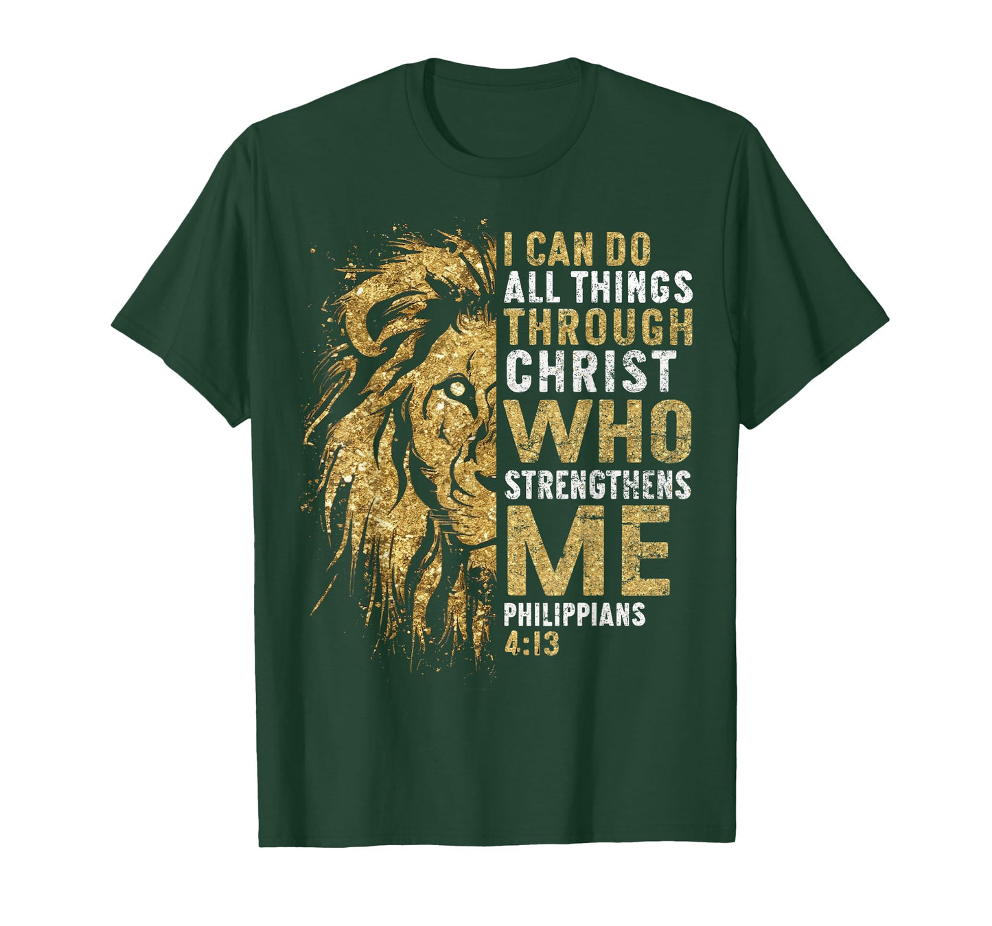 Christian I Can Do All Thing Through Christ Lion Faith Bible T-Shirt
