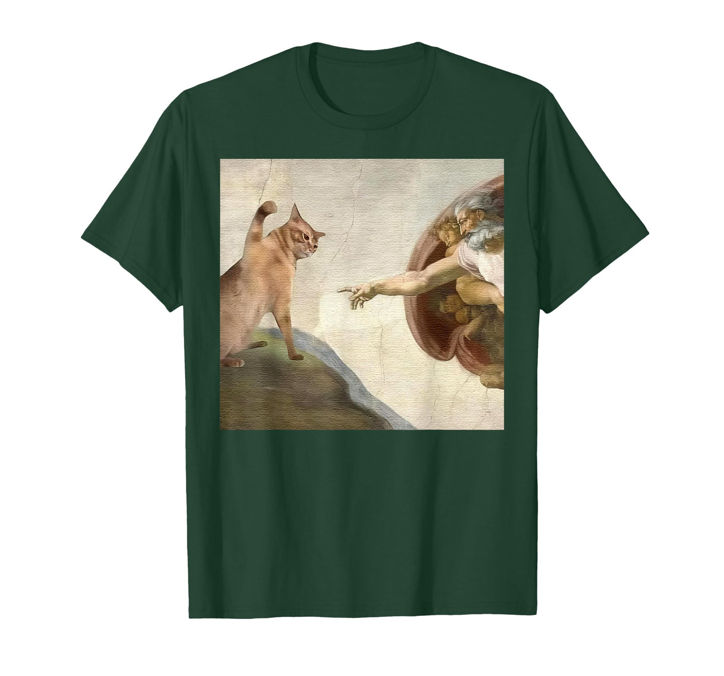 The Divine Swipe Funny Cat Swatting God's Hand Parody Cat T-Shirt