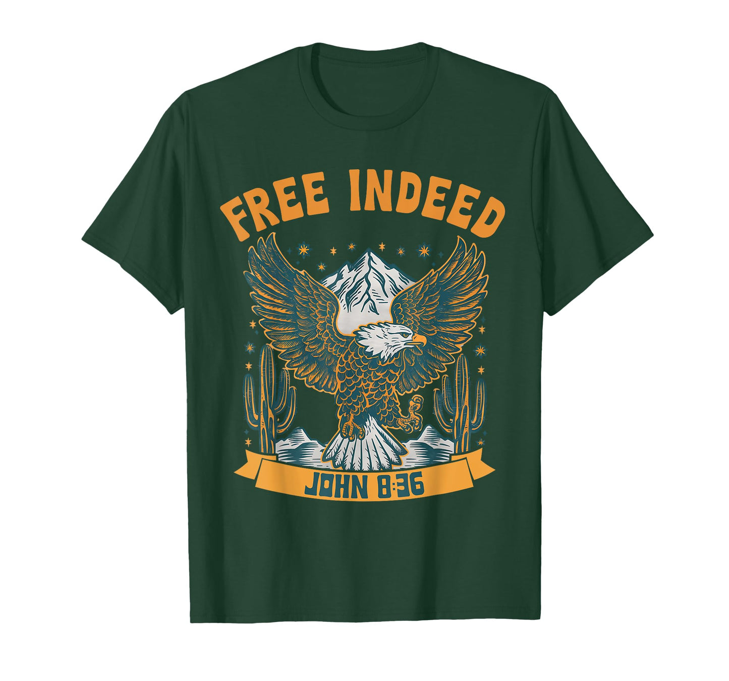 Vintage Free Indeed John 8:36 Christian Eagle Bible Prayer T-Shirt