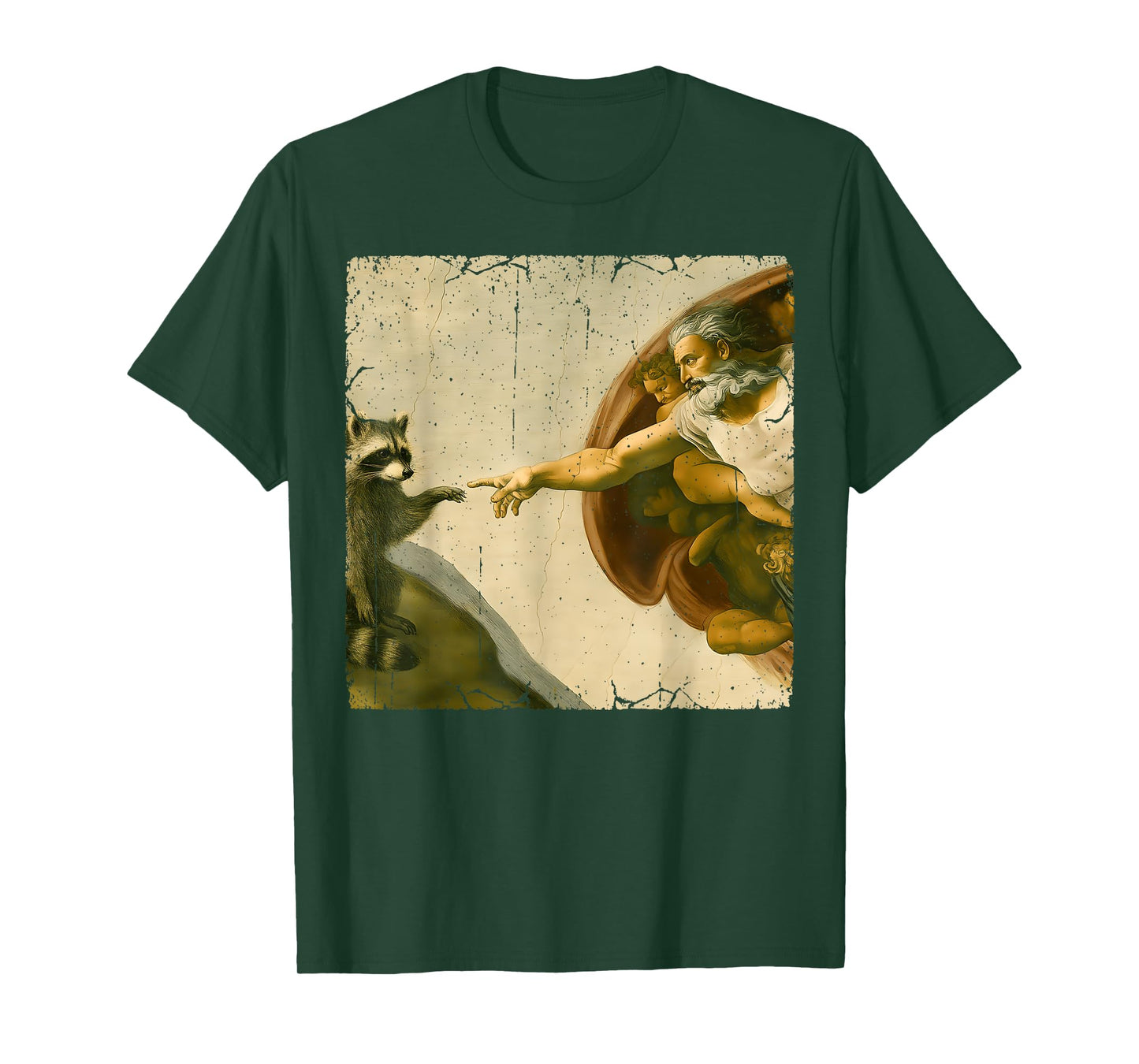 Raccoon God Creation of Adam Meme Funny Memes T-Shirt