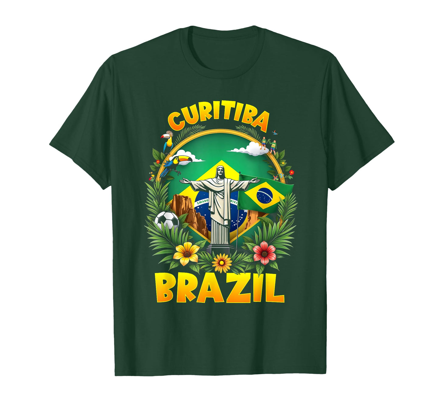 Curitiba Brazil Christ The Redeemer Brazilian Flag T-Shirt