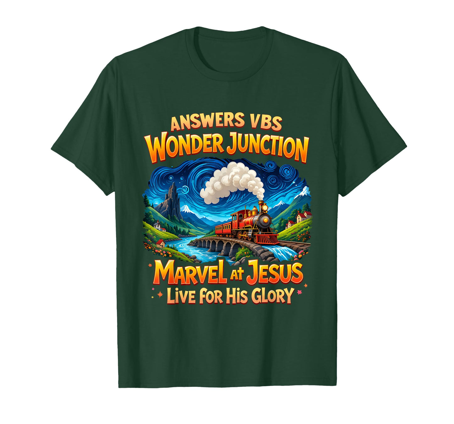 Christian Camp VBS 2025 Wonder His Glory Junction Train T-Shirt
