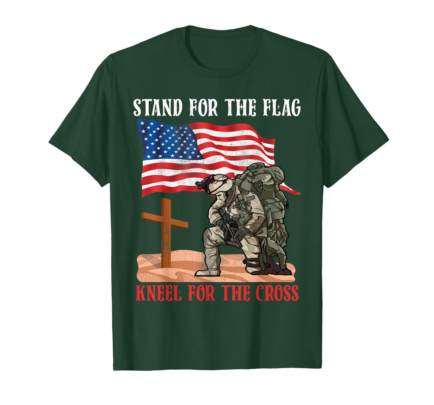 Stand for The Flag Kneel for The Cross Patriotic Christian T-Shirt