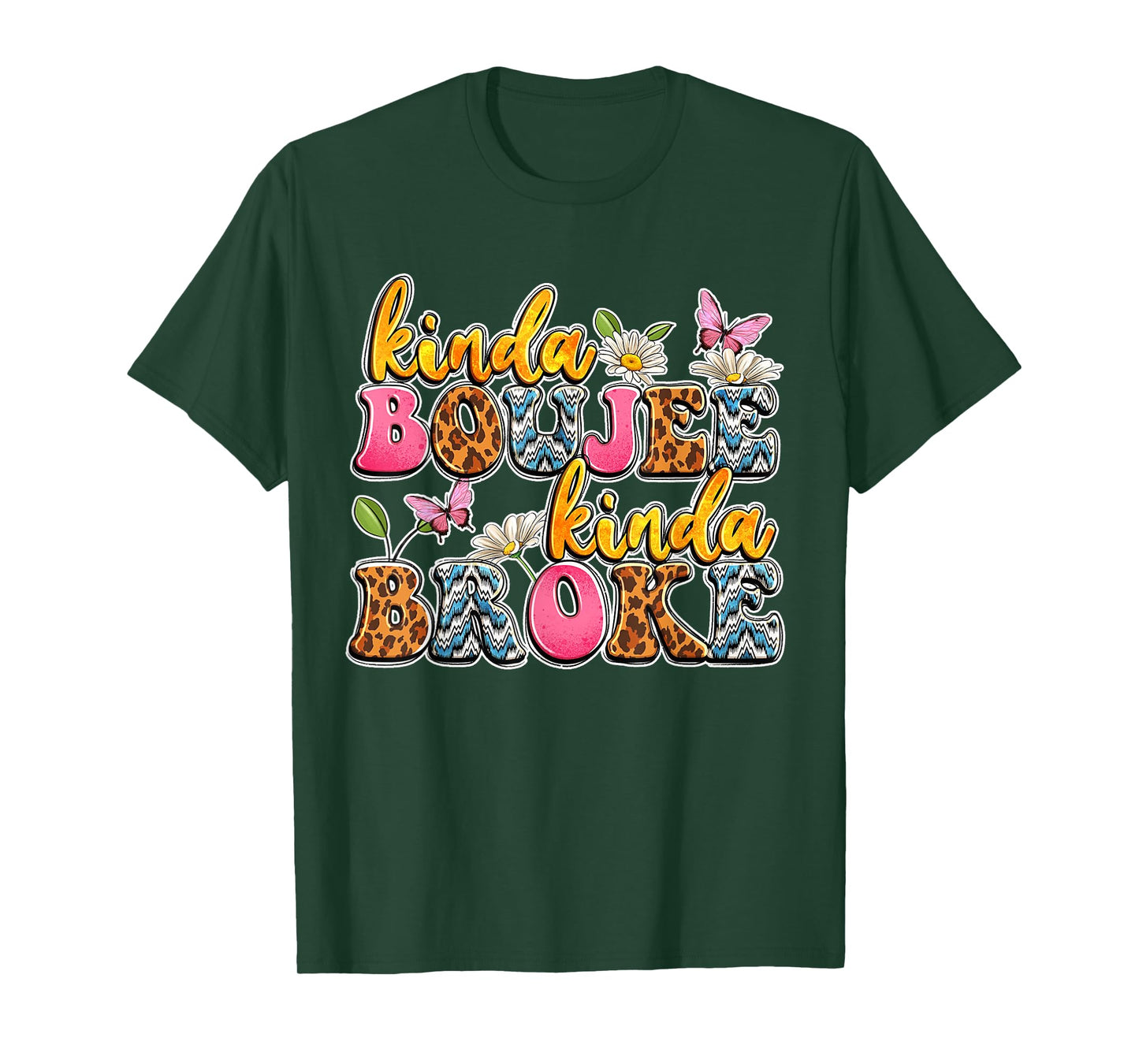 Leopard Kinda Boujee Kinda Broke Sunflowers Western Boujee T-Shirt