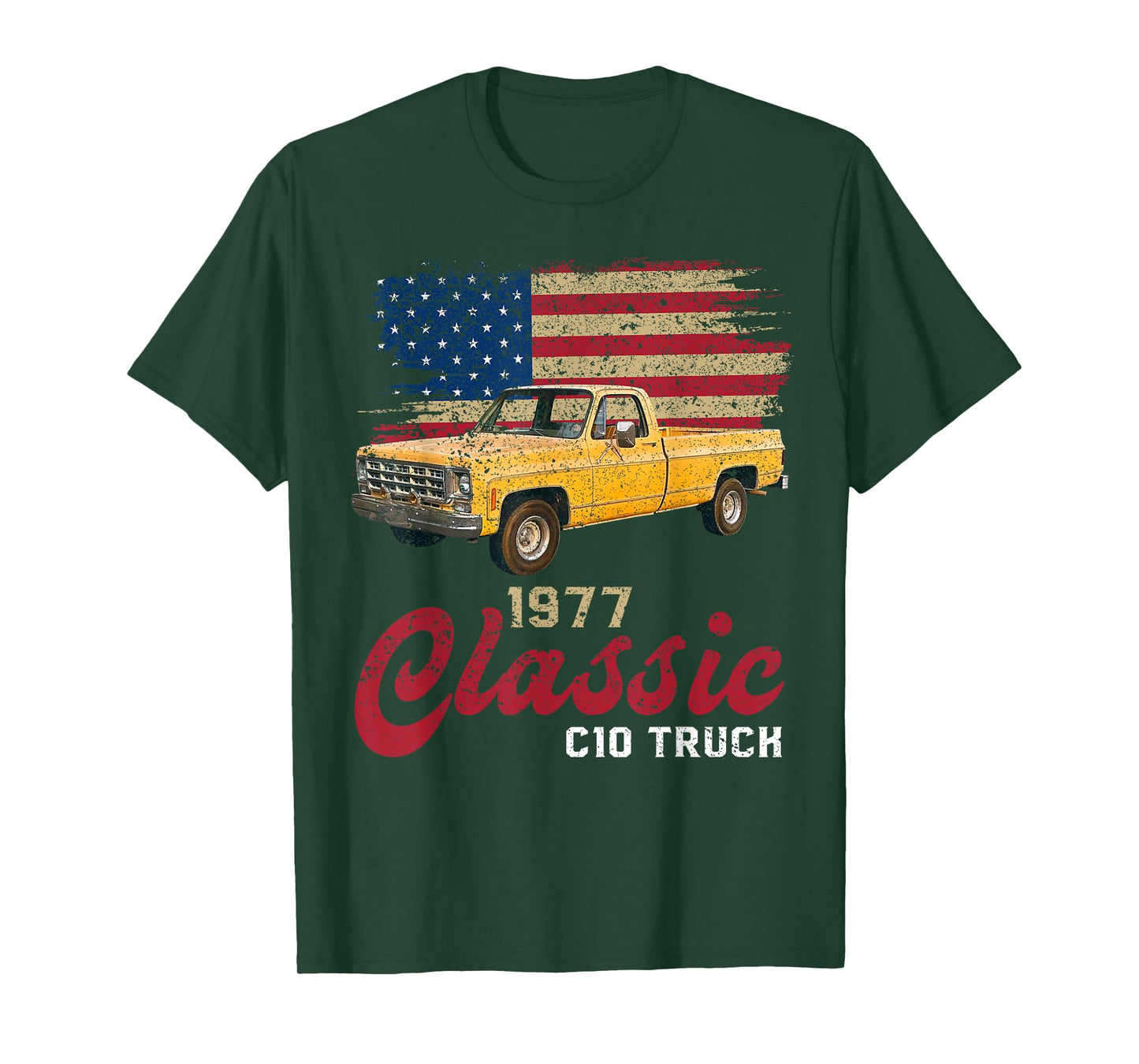 1977 77 c10 truck American Flag T-Shirt