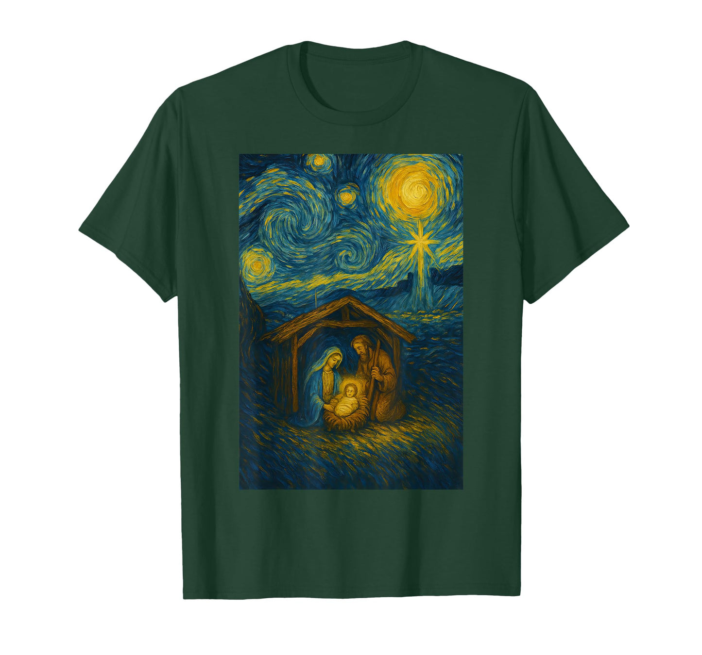 Starry Night Nativity Christmas Night Scene Star Bethlehem T-Shirt
