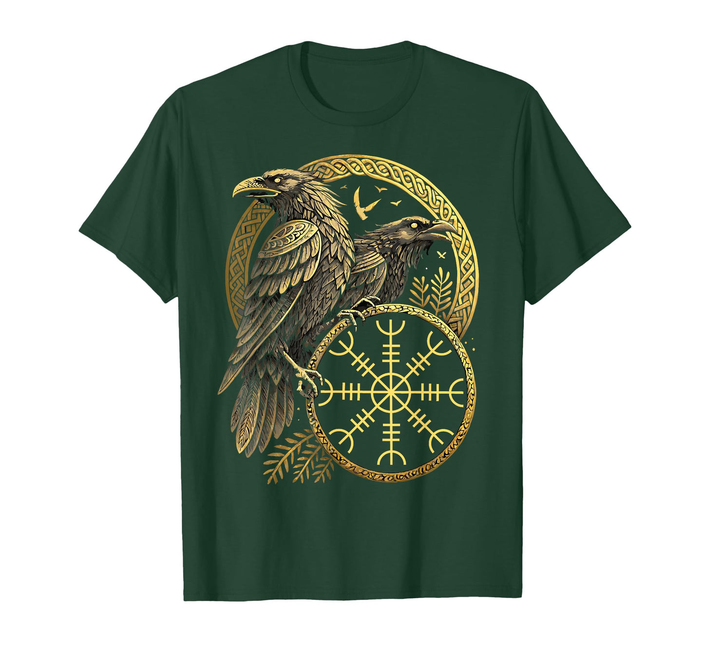 Viking Symbol - Huginn & Muninn Norse Raven - Aegishjalmur T-Shirt