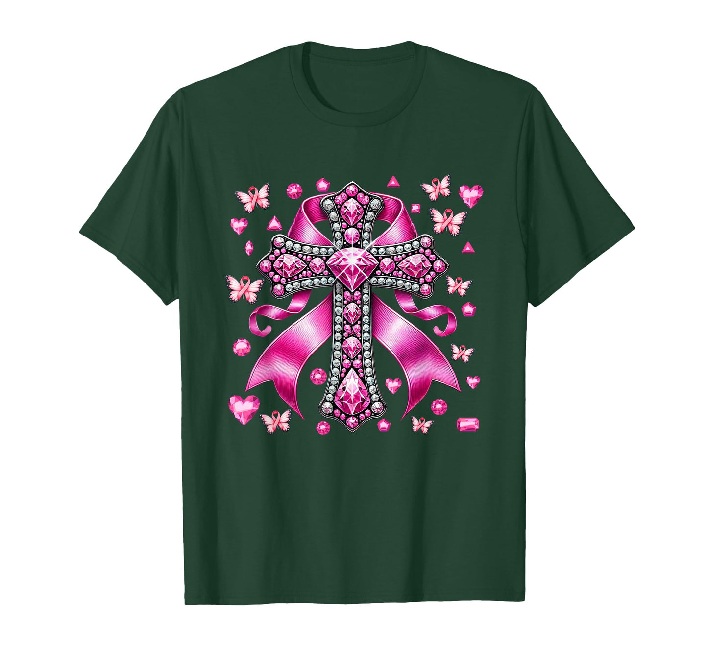 Pink Christian Cross Breast Cancer Awareness Faith Jesus T-Shirt
