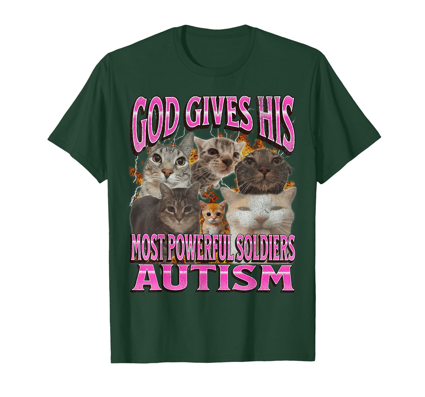 God Gives His Most Powerful Autism Funny Cat Meme Bootleg T-Shirt for Men Women