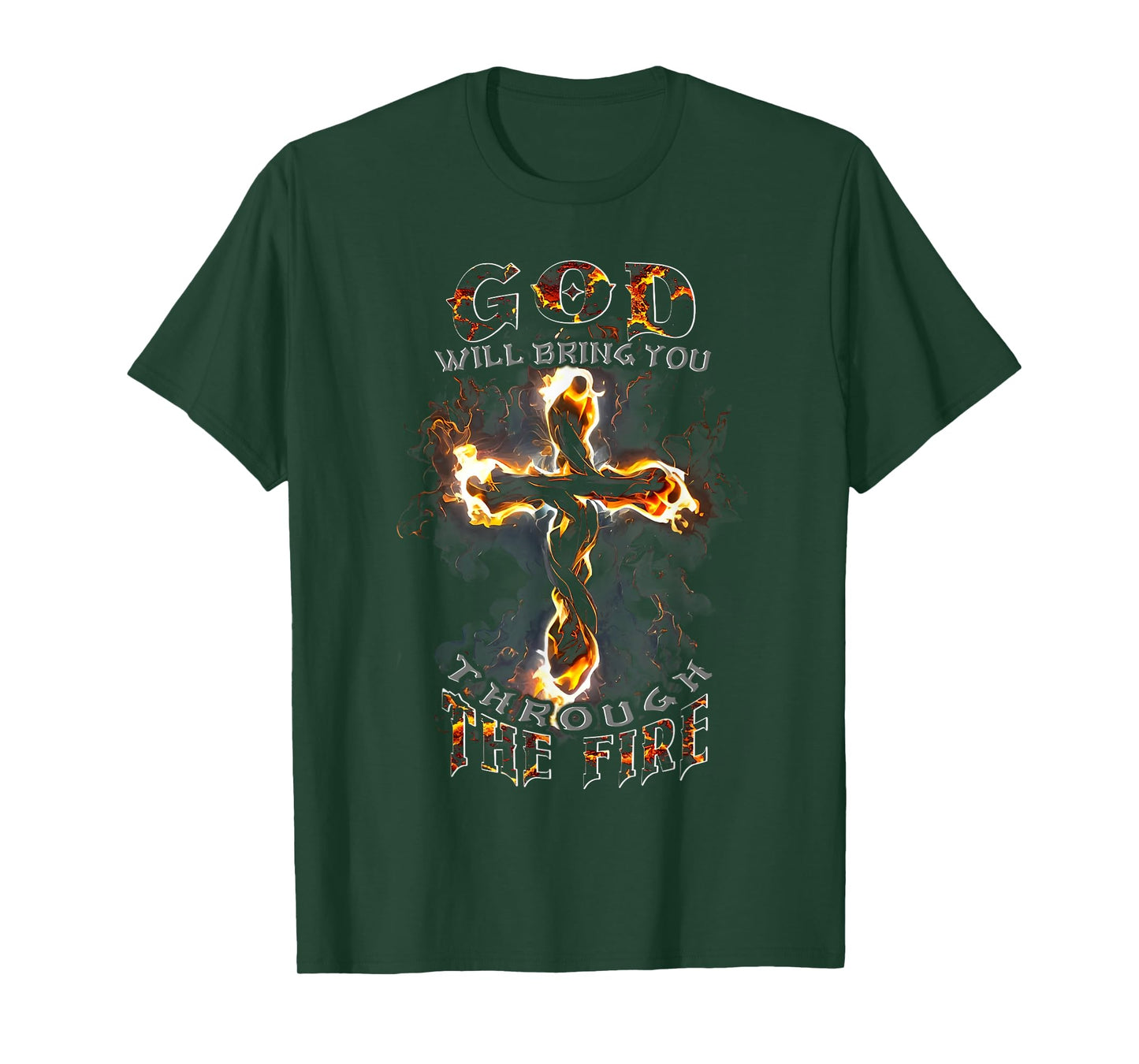 God Will Bring You Through The Fire Vintage Cross Christian T-Shirt