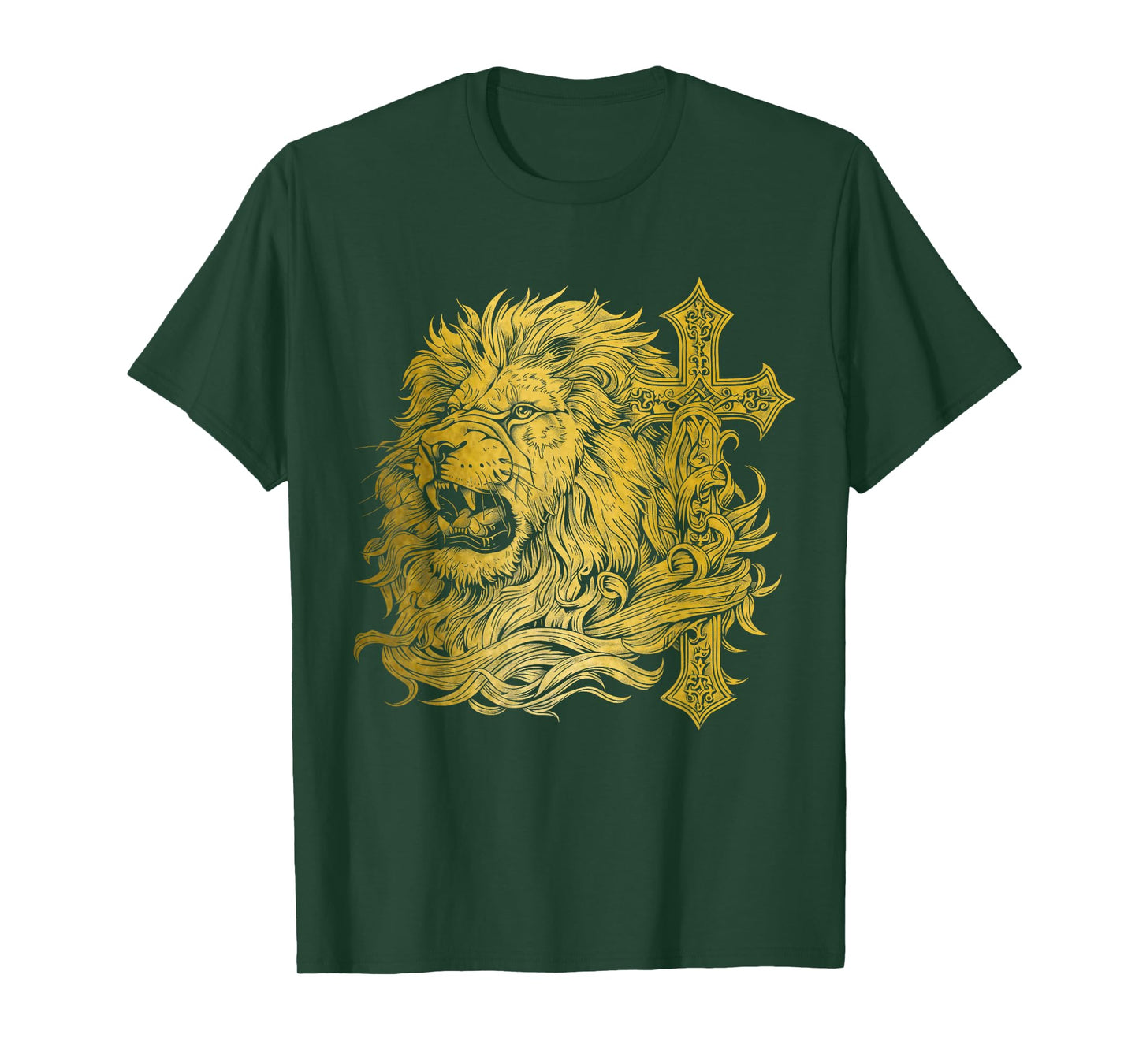 Christian Lion of Judah Cross Jesus Religious Faith T-Shirt