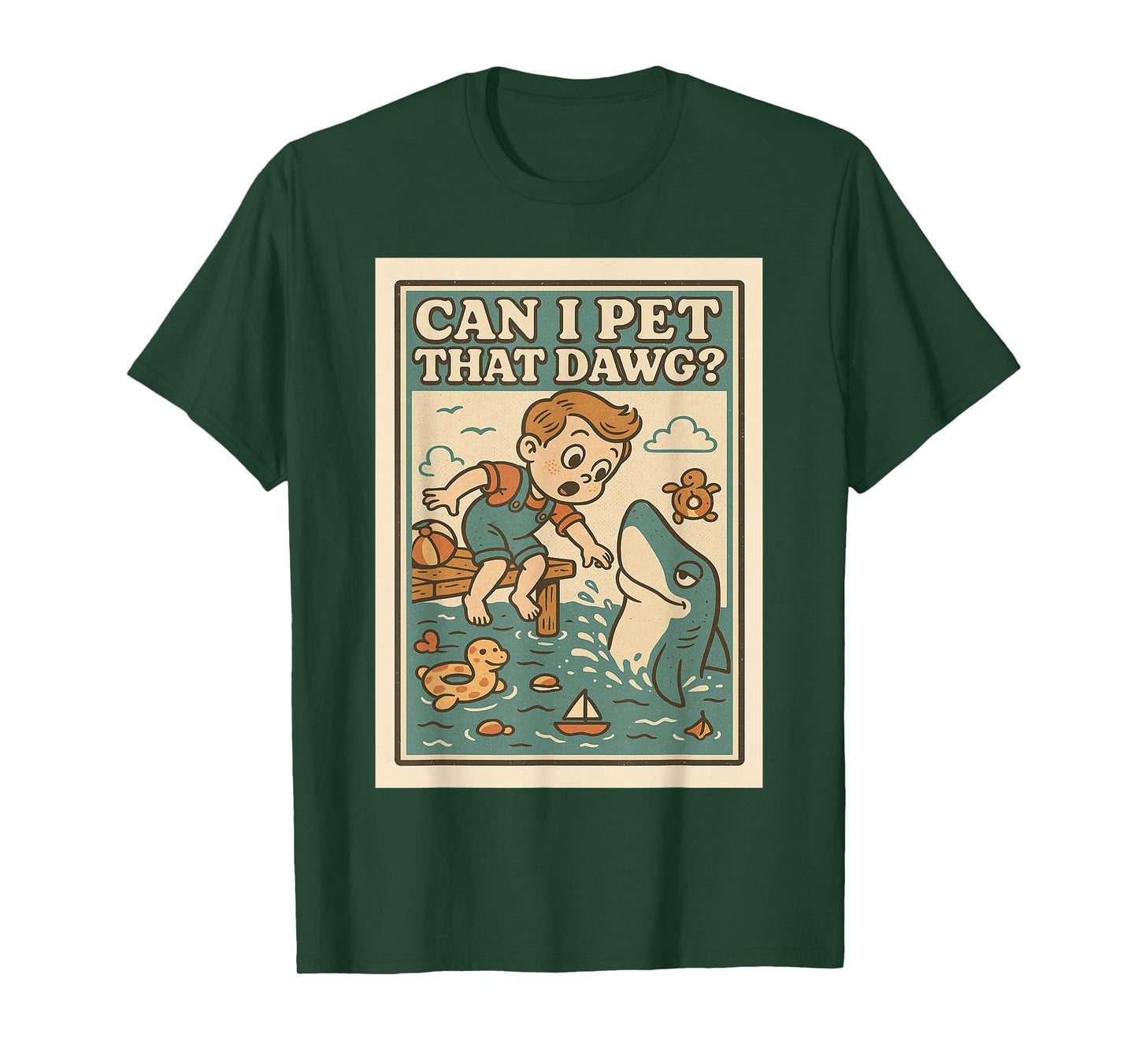 Can I Pet That Dawg Funny Shark Adult Humor Meme T-Shirt