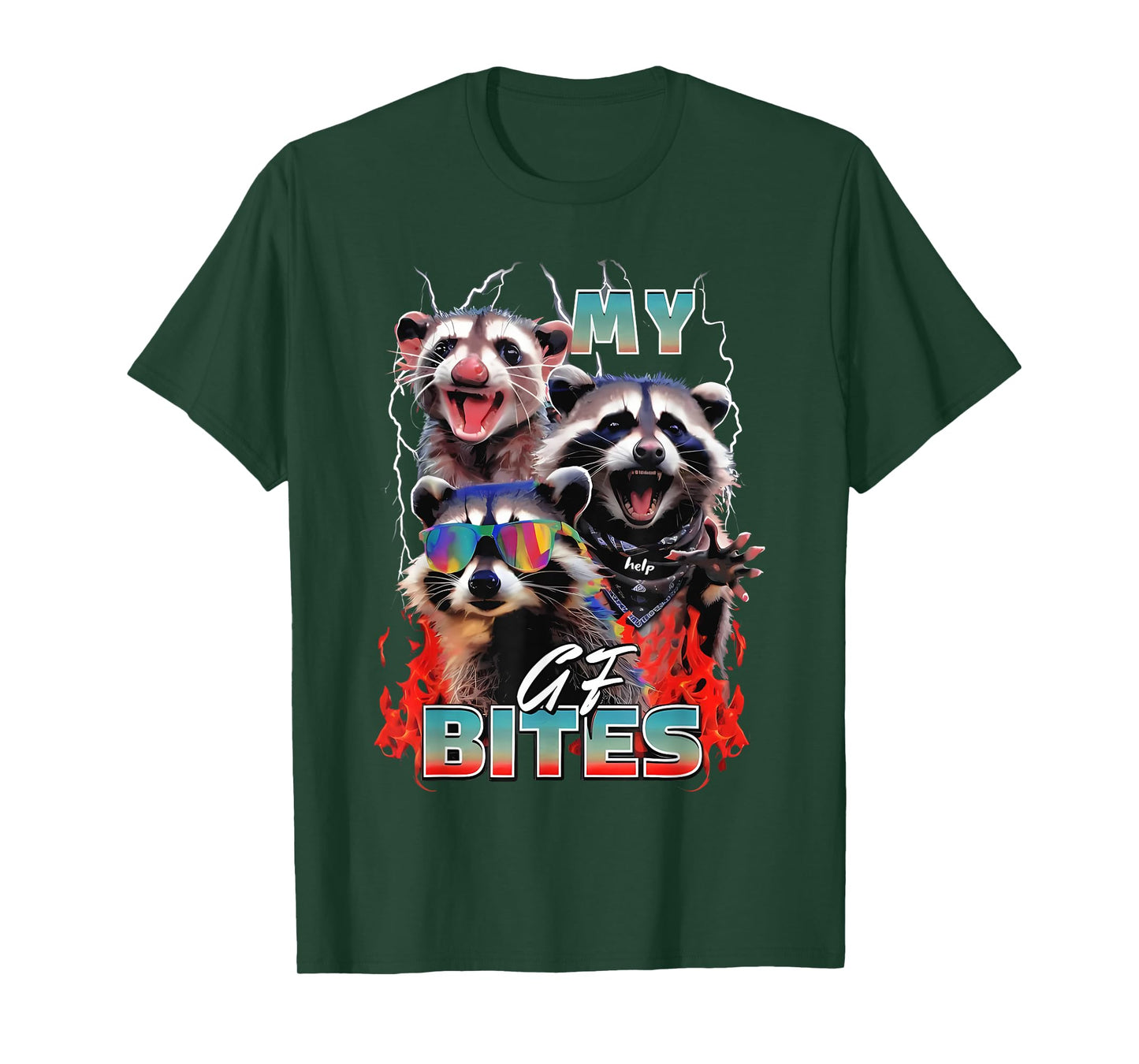 My Gf Bites Raccoon Funny My Girlfriend Bites T-Shirt