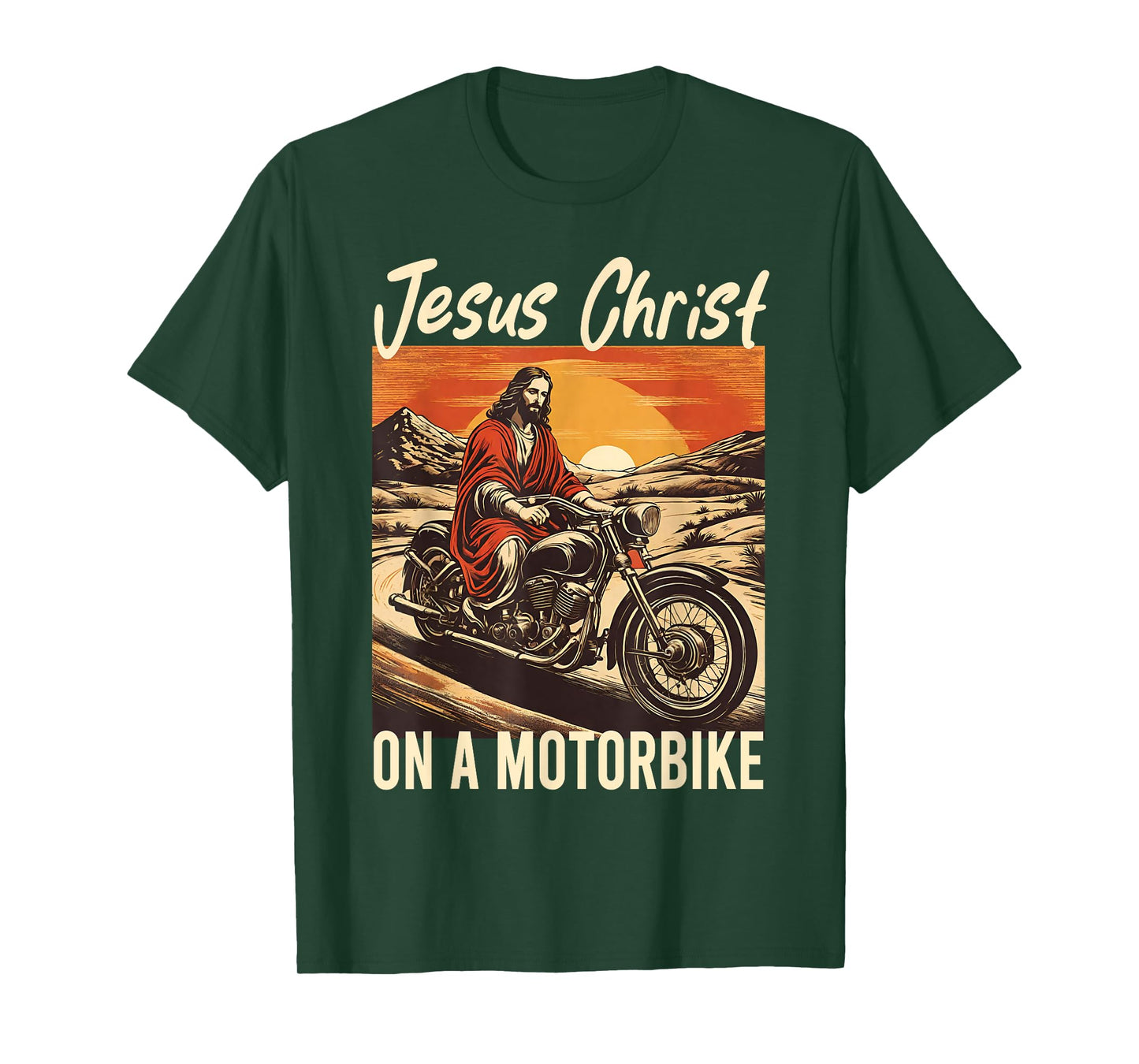 Jesus Christ On A Motorbike Jesus Biker Motorcycle Christian T-Shirt