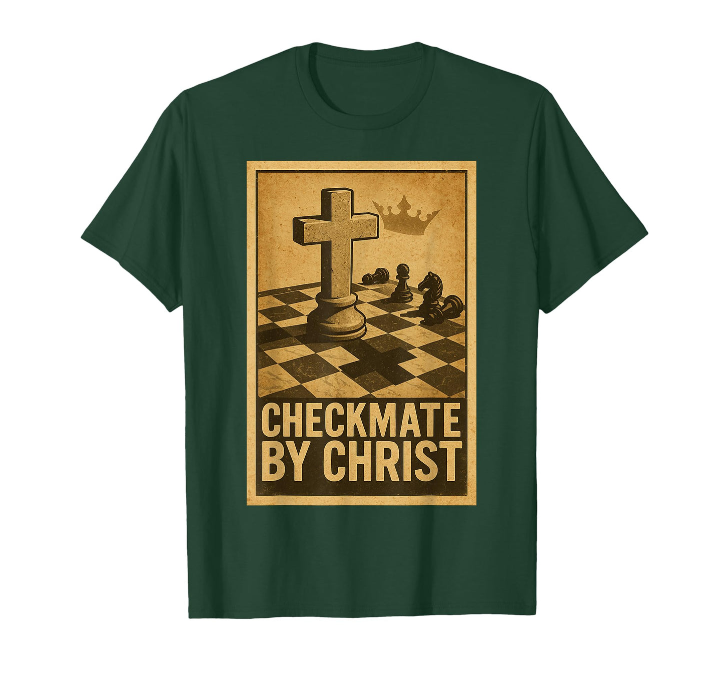Checkmate by Christ Vintage Christian Chess Poster T-Shirt