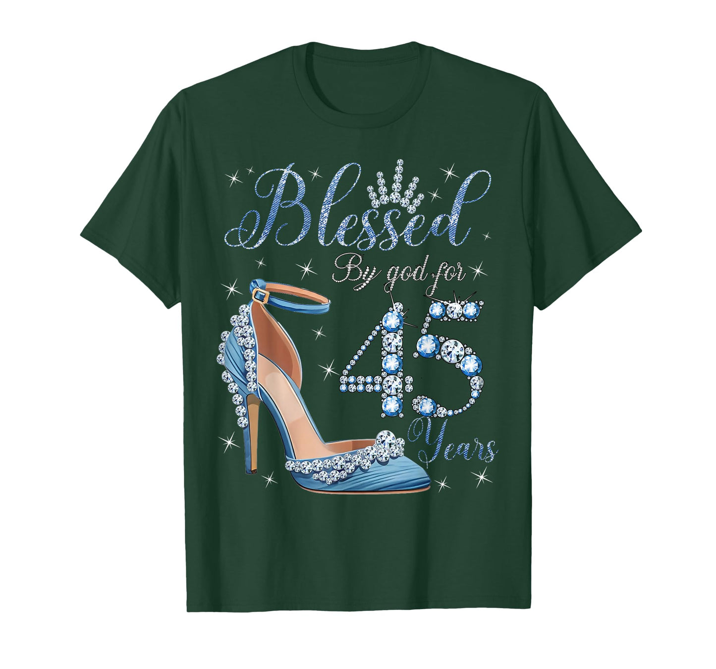 Blessed By God For 45 Years High Heels Denim Womens Birthday T-Shirt