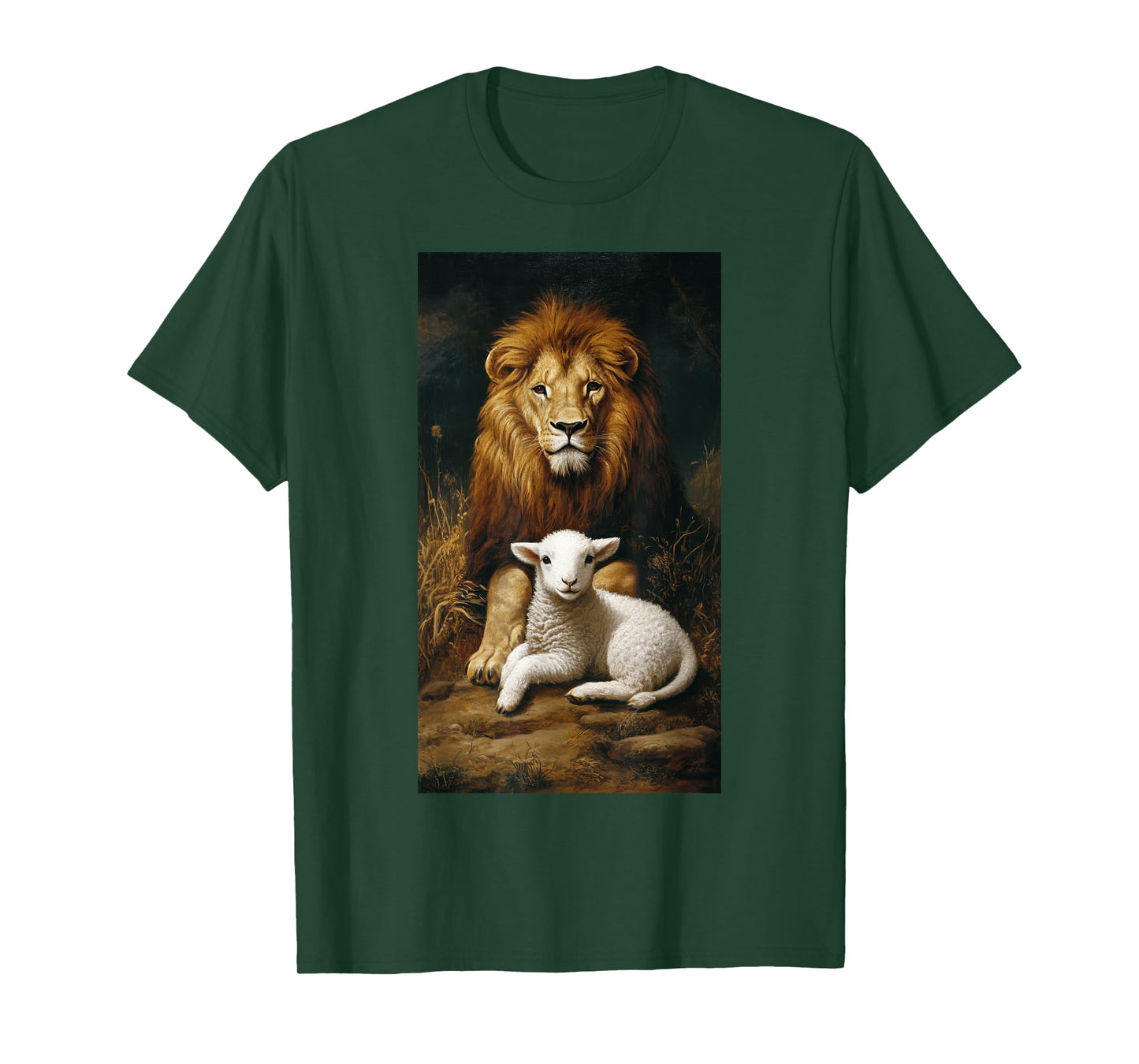 Wildlife Nature Animal lover Biblical themes Christianity Lamb Lion Together Peace Strength T-Shirt