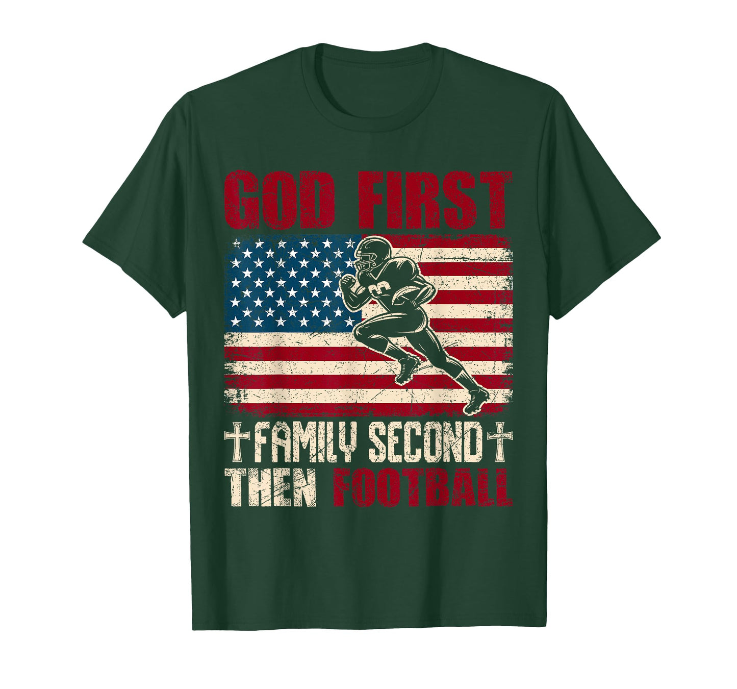 God First Family Second Then Football Christian Sports Fan T-Shirt