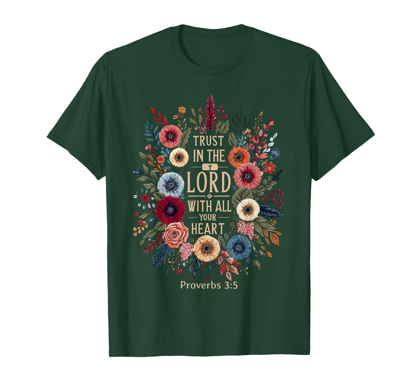 Trust in The Lord Religious Retro Floral Christian Faith T-Shirt