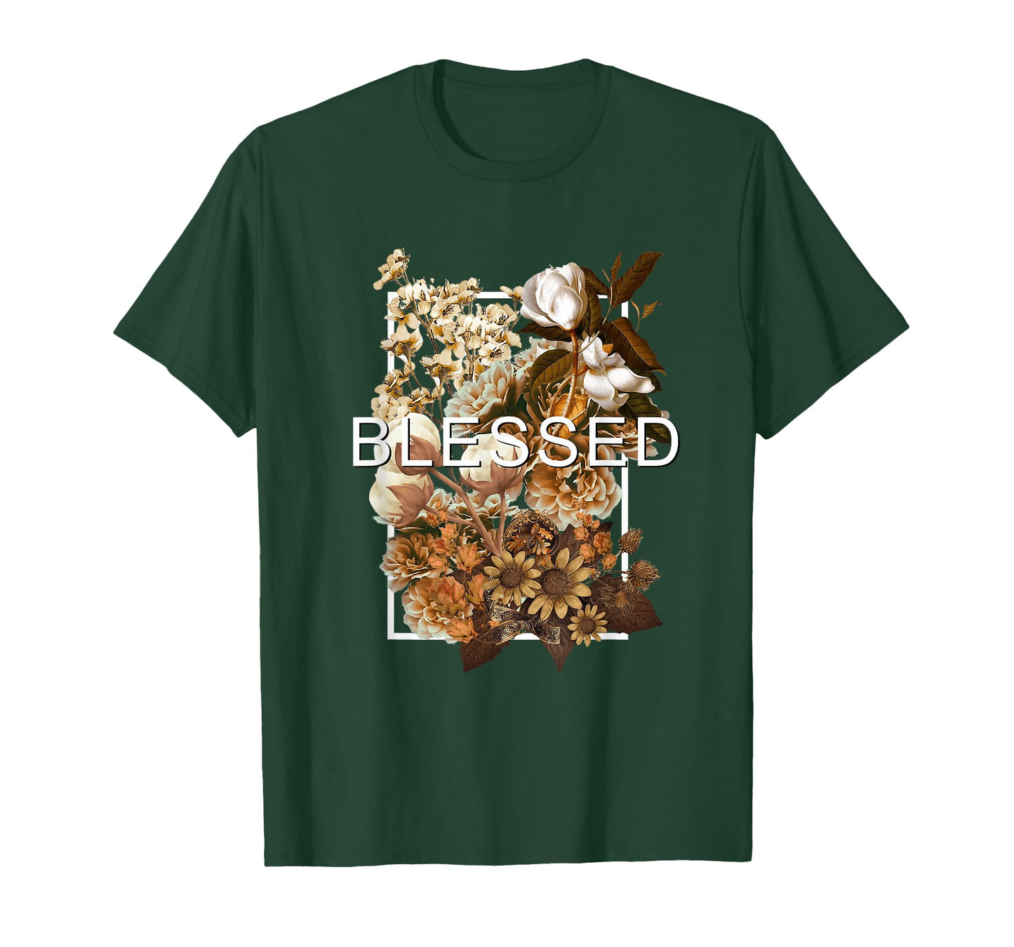 Brown Blessed & Blooming Brown Color Graphic T-Shirt