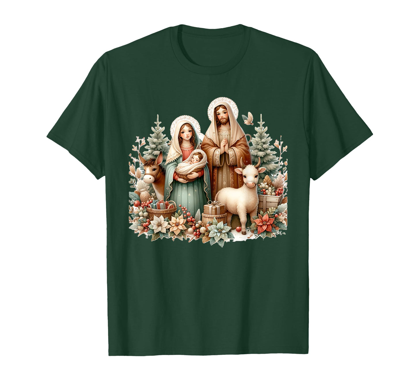 Holy Sacred Family Christmas Nativity Scene Religious Art T-Shirt