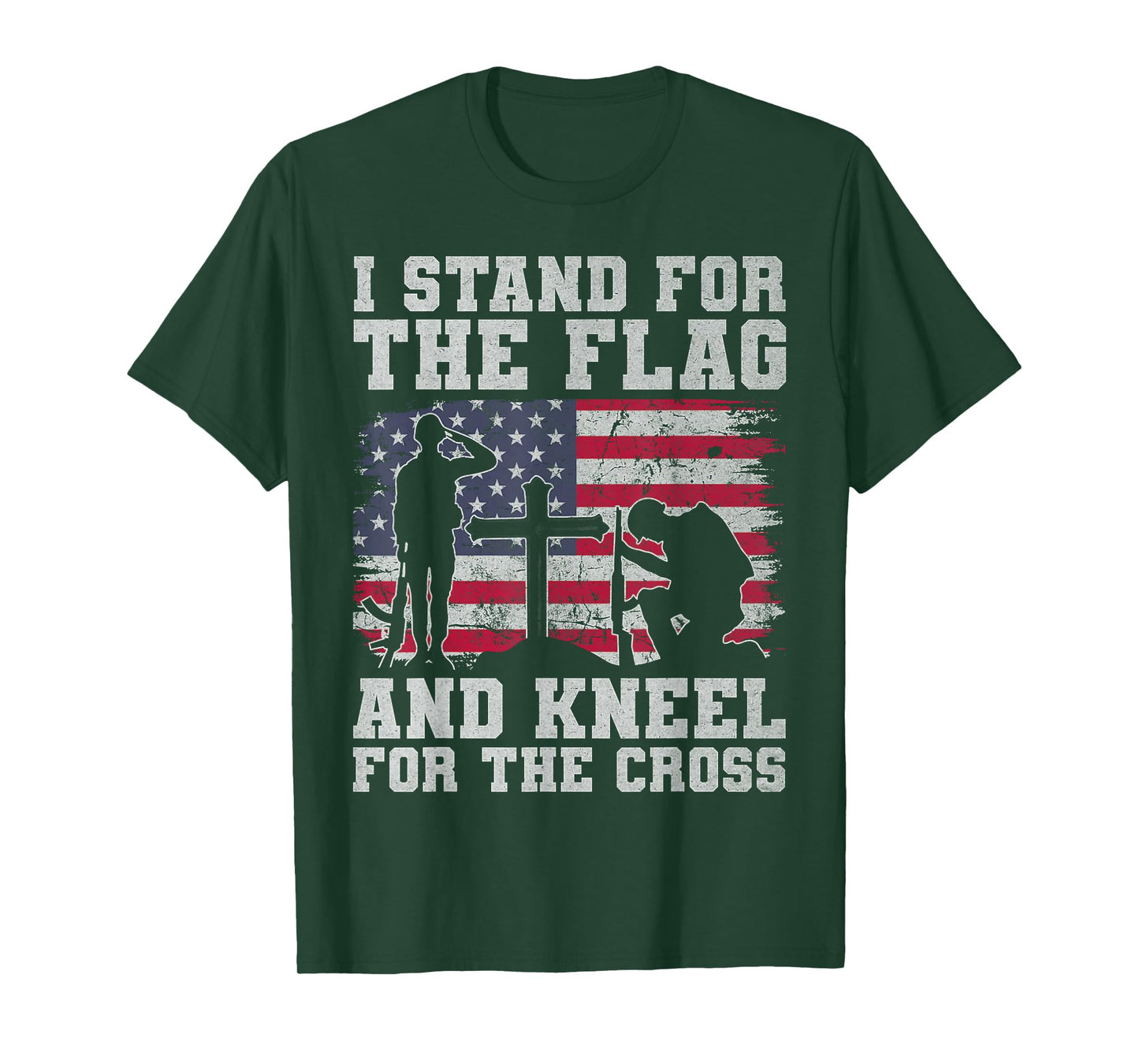 I Stand For The Flag And Kneel For The Cross Veteran US Flag T-Shirt
