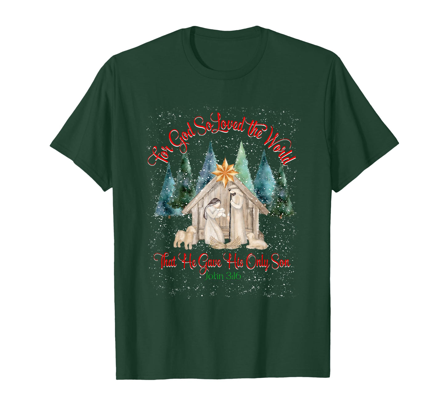 For God So Loved The World John 3:16 Christmas Nativity T-Shirt