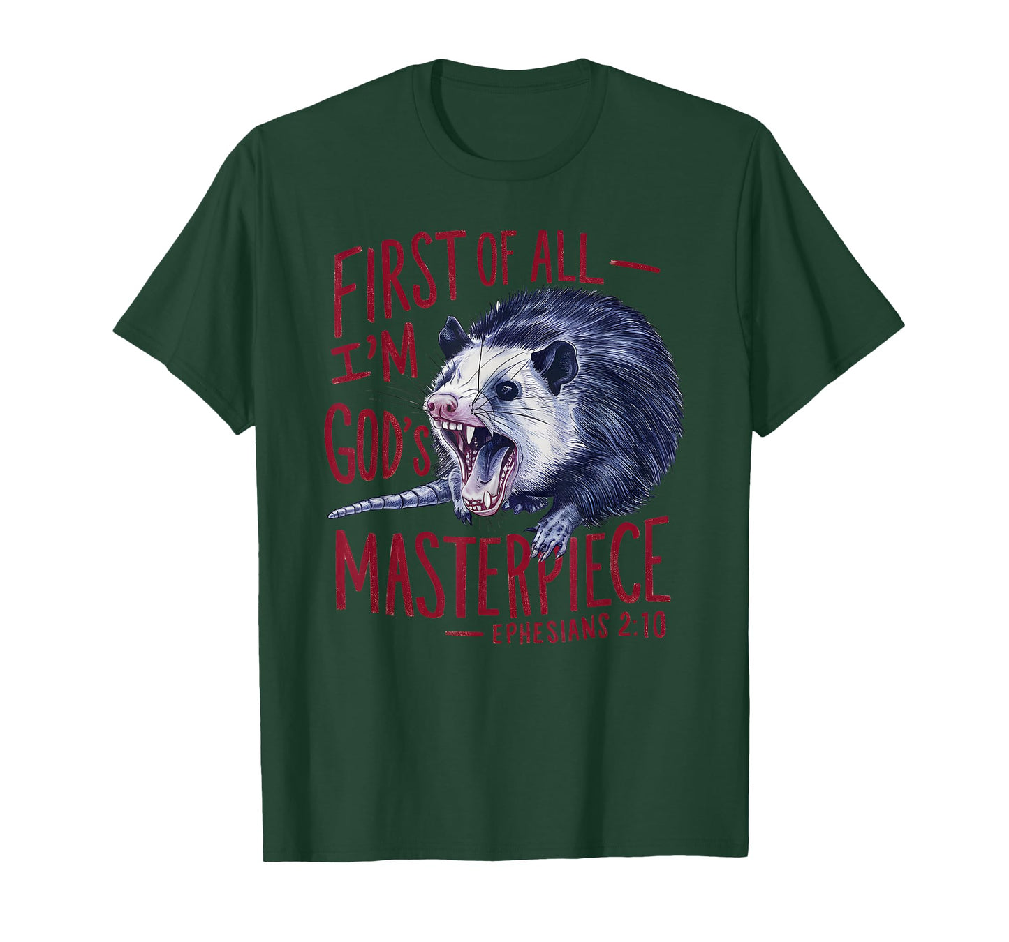 Raccoon First Of All I'm God's Masterpiece Funny Saying T-Shirt