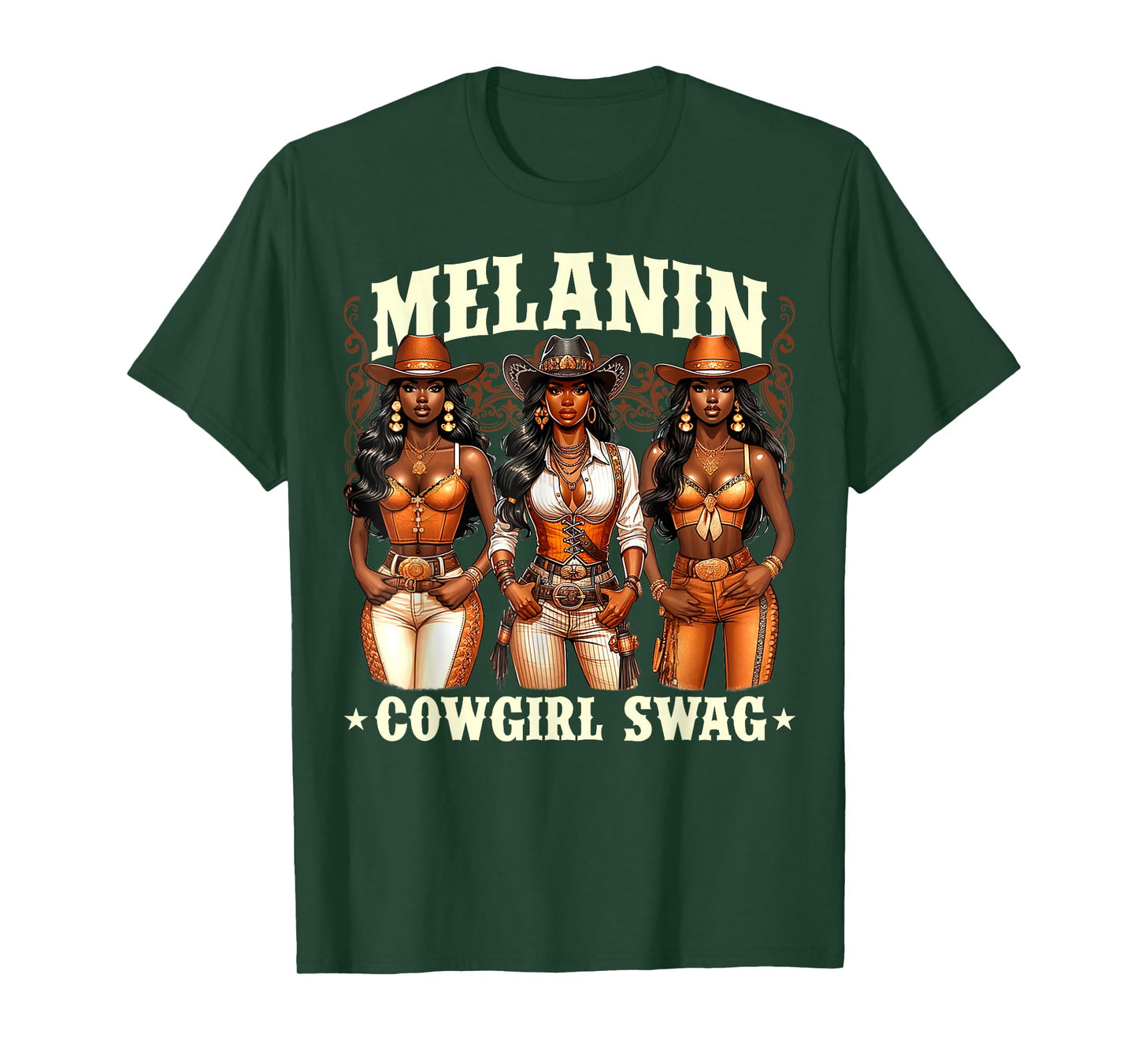 Melanin Cowgirls African Melanin Cowgirl Swag Black History T-Shirt