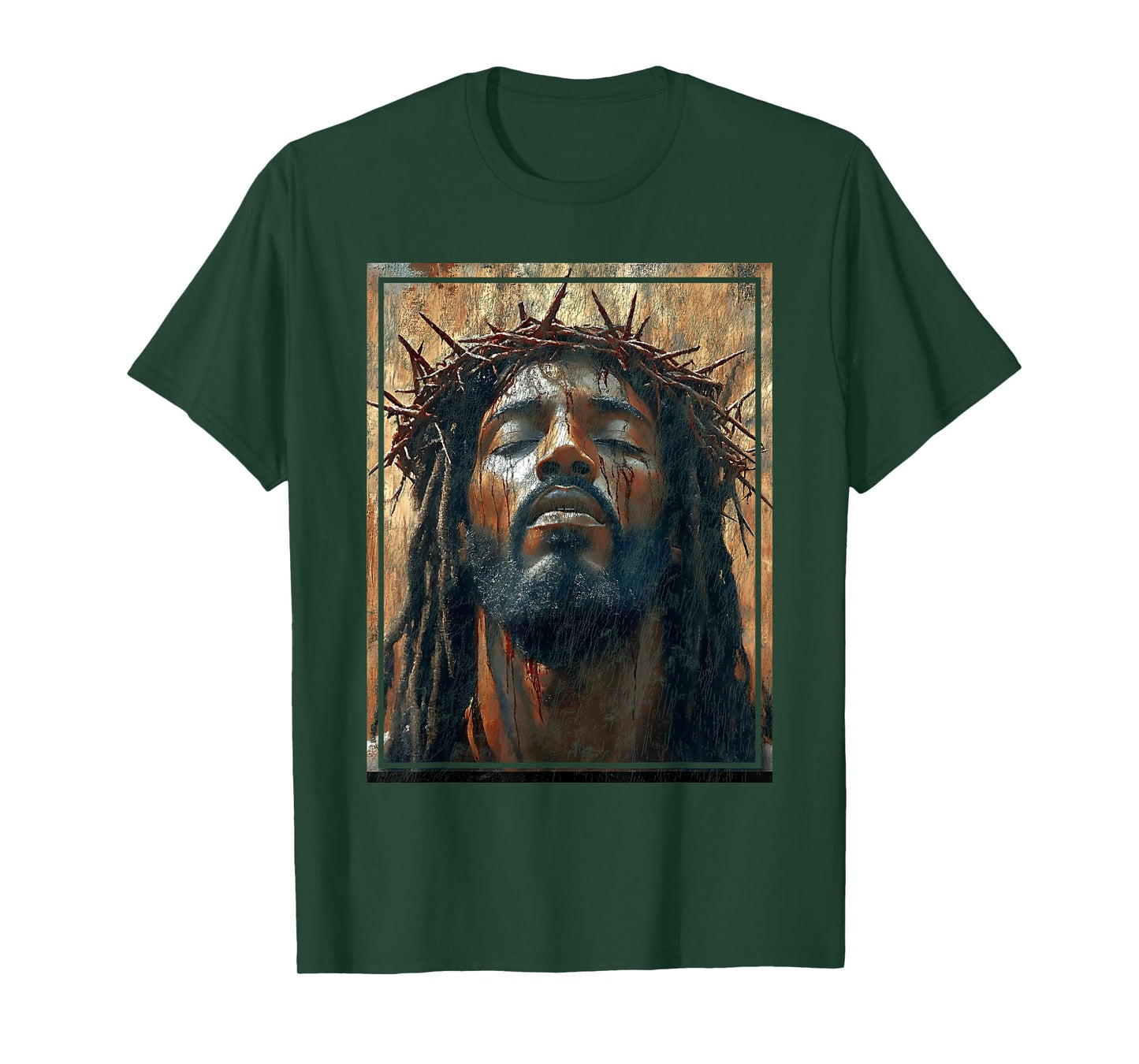 Black Jesus Face Of Jesus Cross With Crown Of Thorns T-Shirt