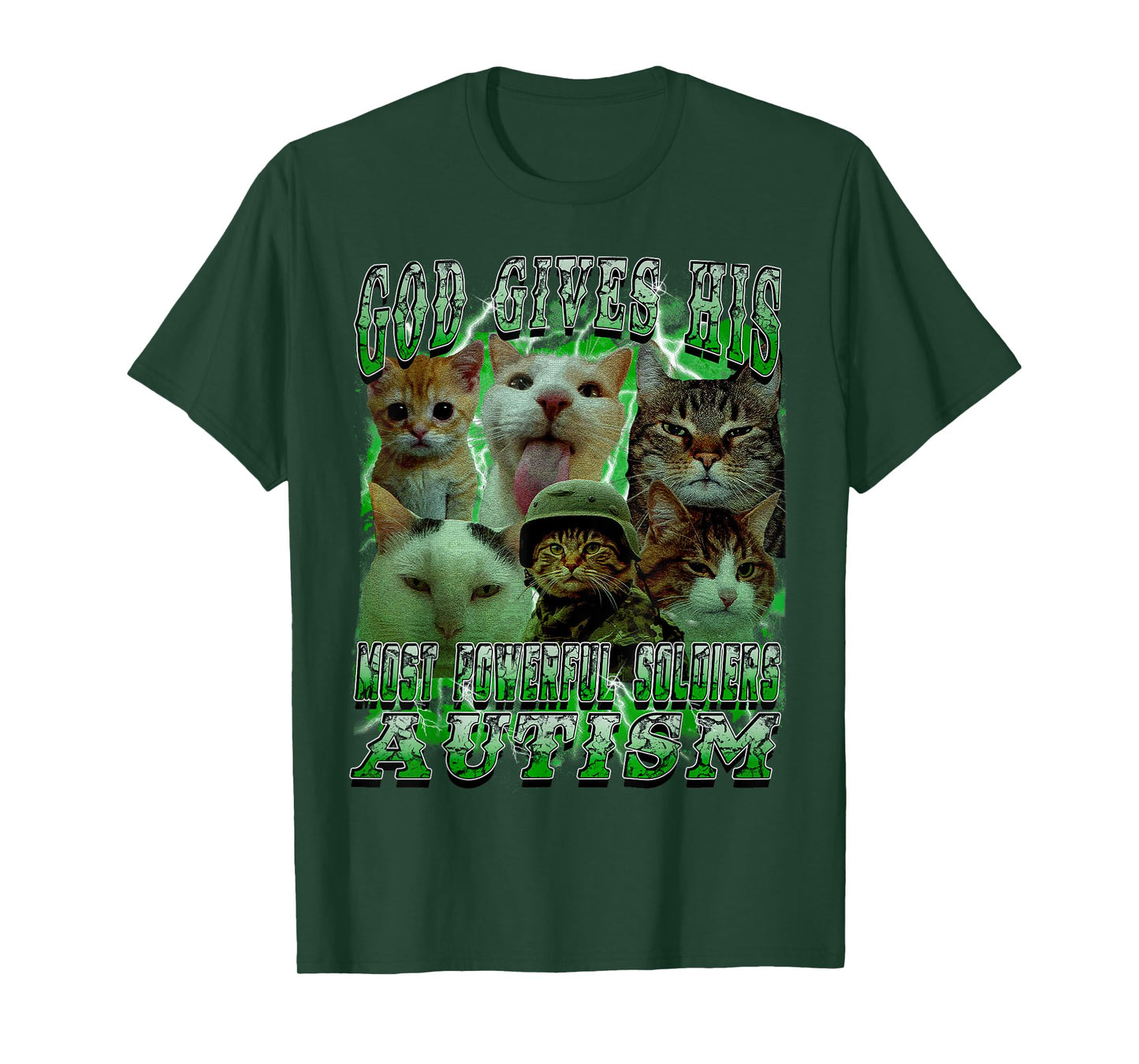 God Gives His Most Powerful Autism Funny Cat Meme Bootleg T-Shirt