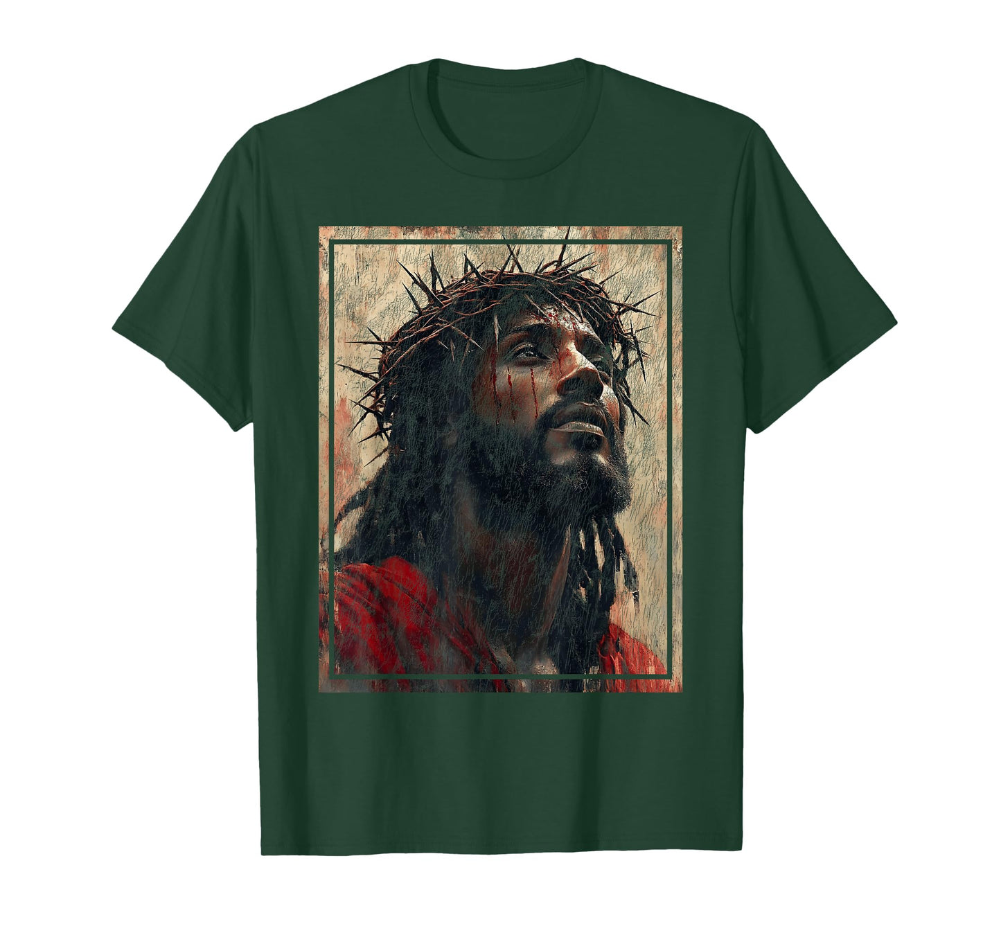 Black Jesus Face Of Jesus Cross With Crown Of Thorns T-Shirt